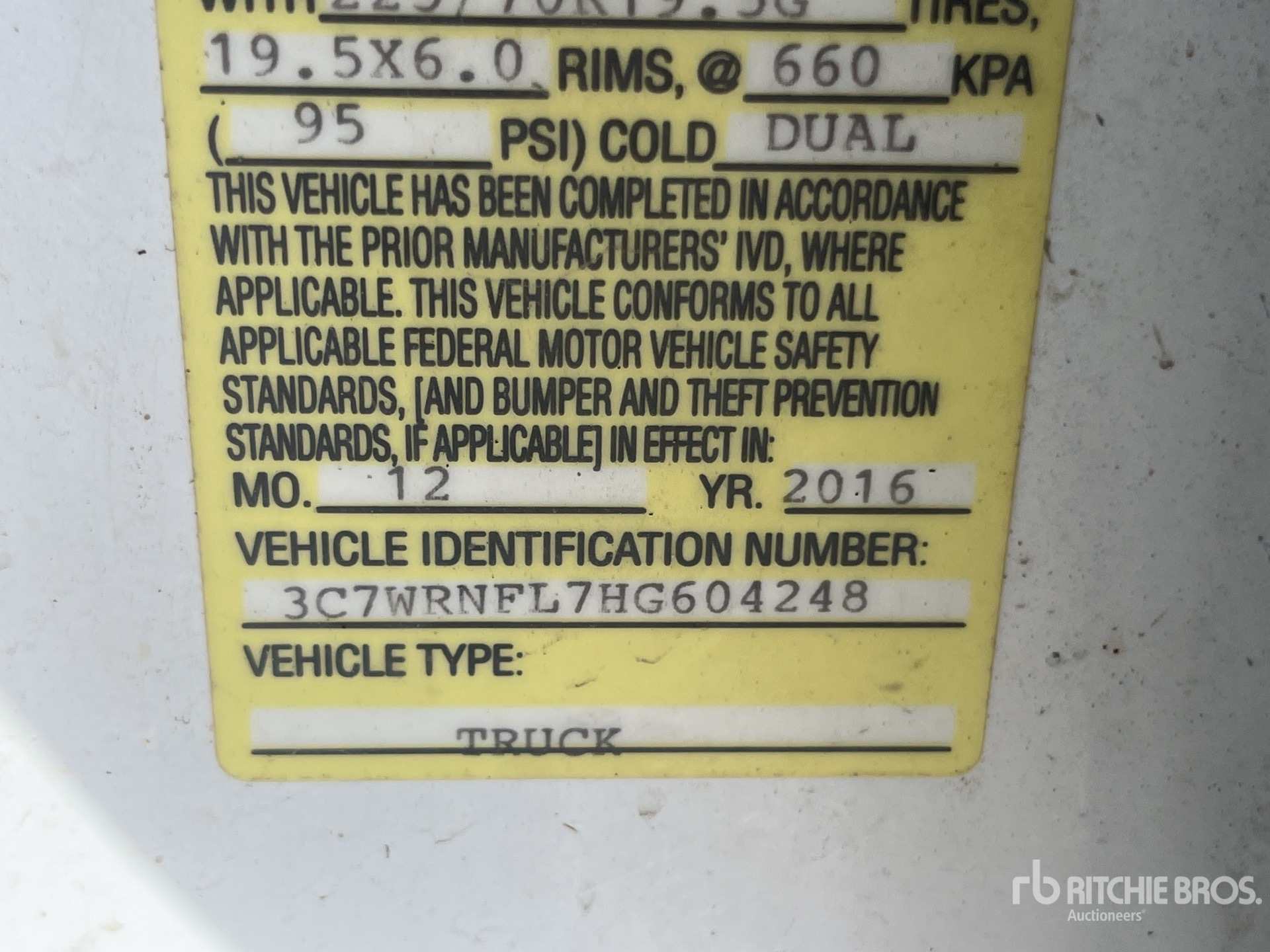 General Appearance with Serial Number / VIN