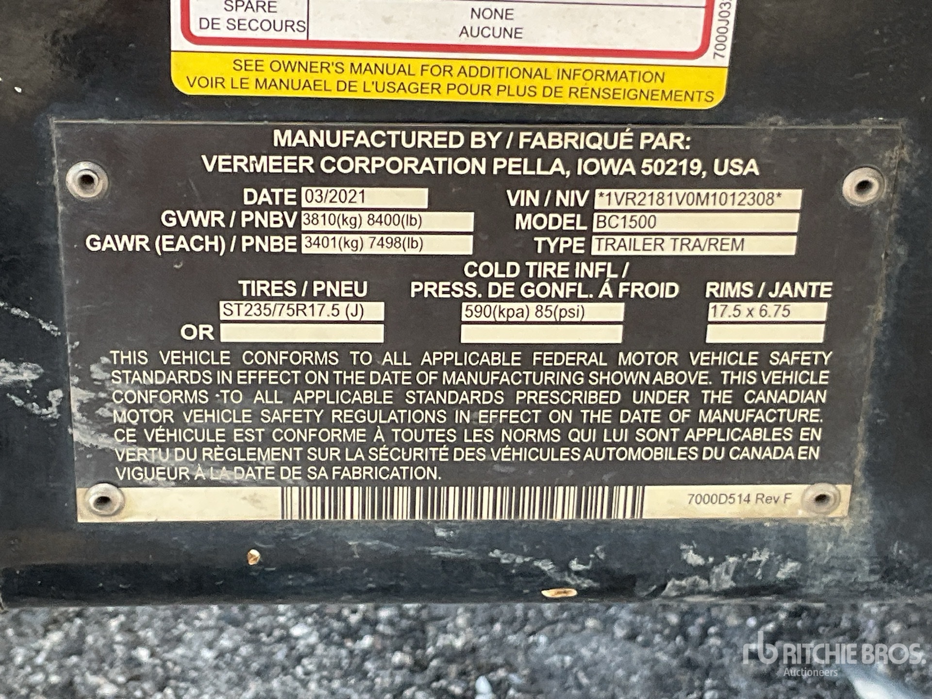 General Appearance with Serial Number / VIN