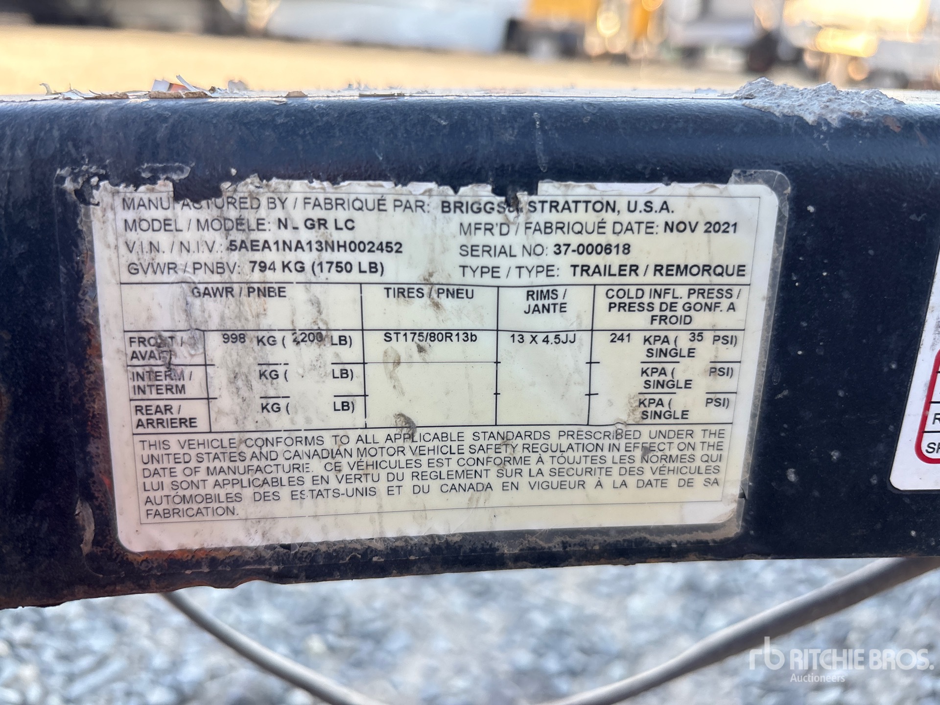 General Appearance with Serial Number / VIN