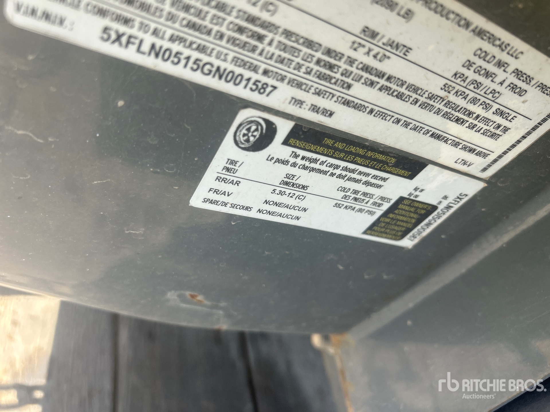 General Appearance with Serial Number / VIN