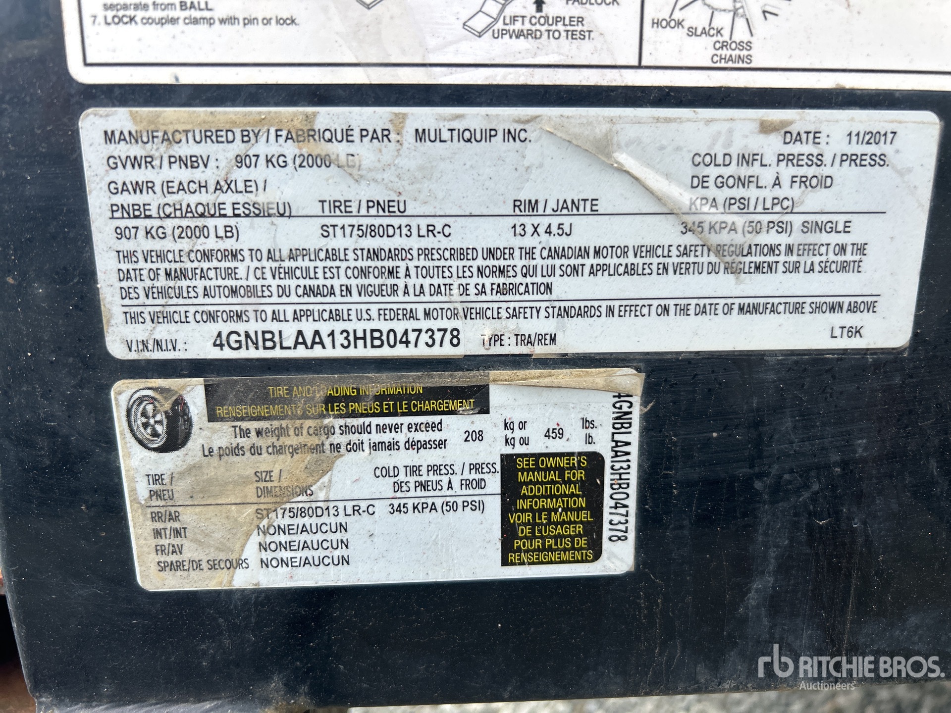 General Appearance with Serial Number / VIN
