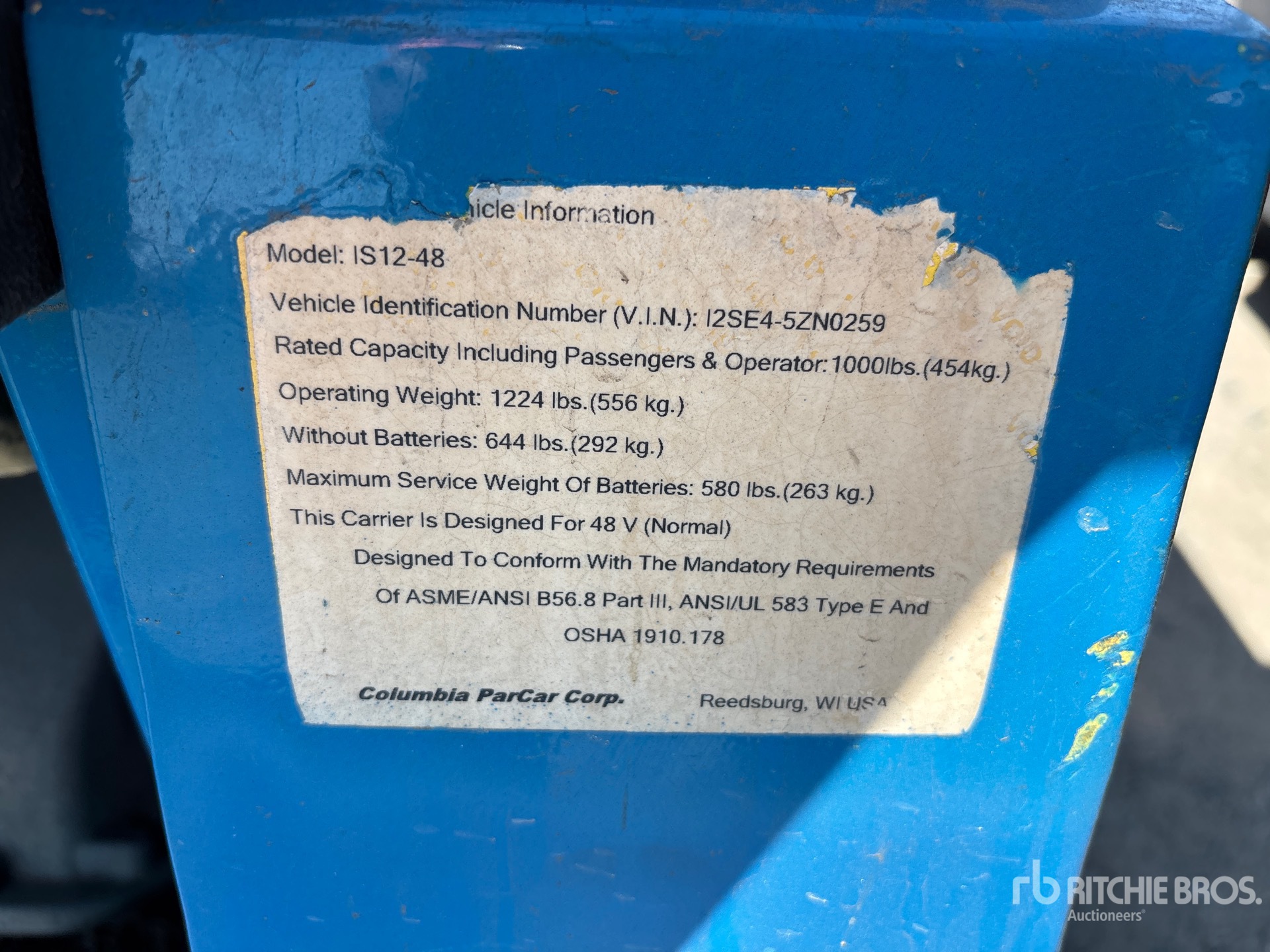 General Appearance with Serial Number / VIN
