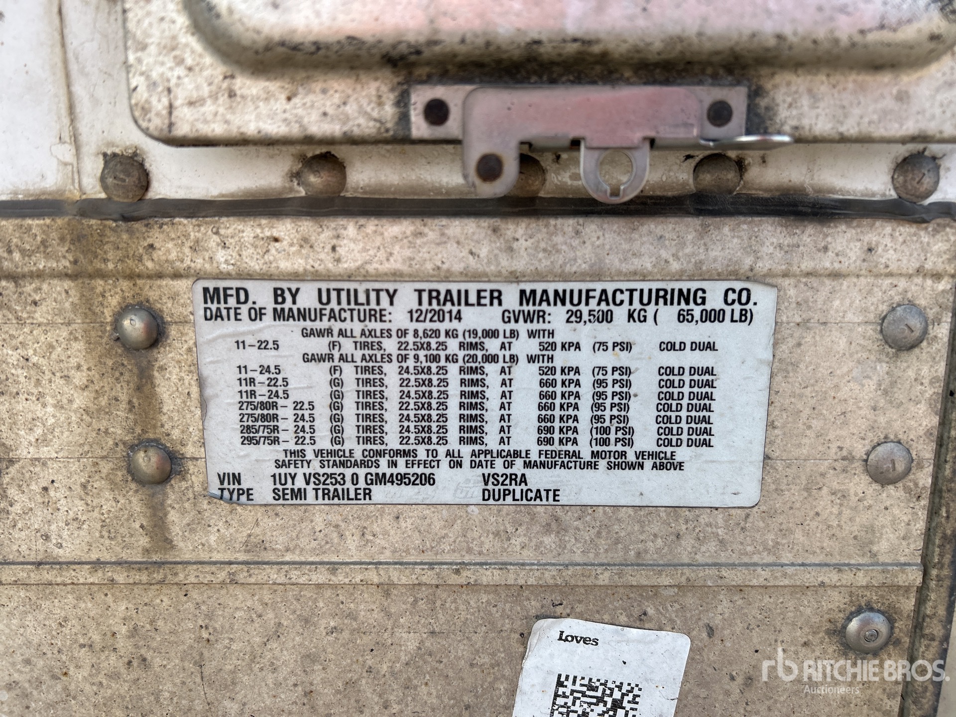 General Appearance with Serial Number / VIN