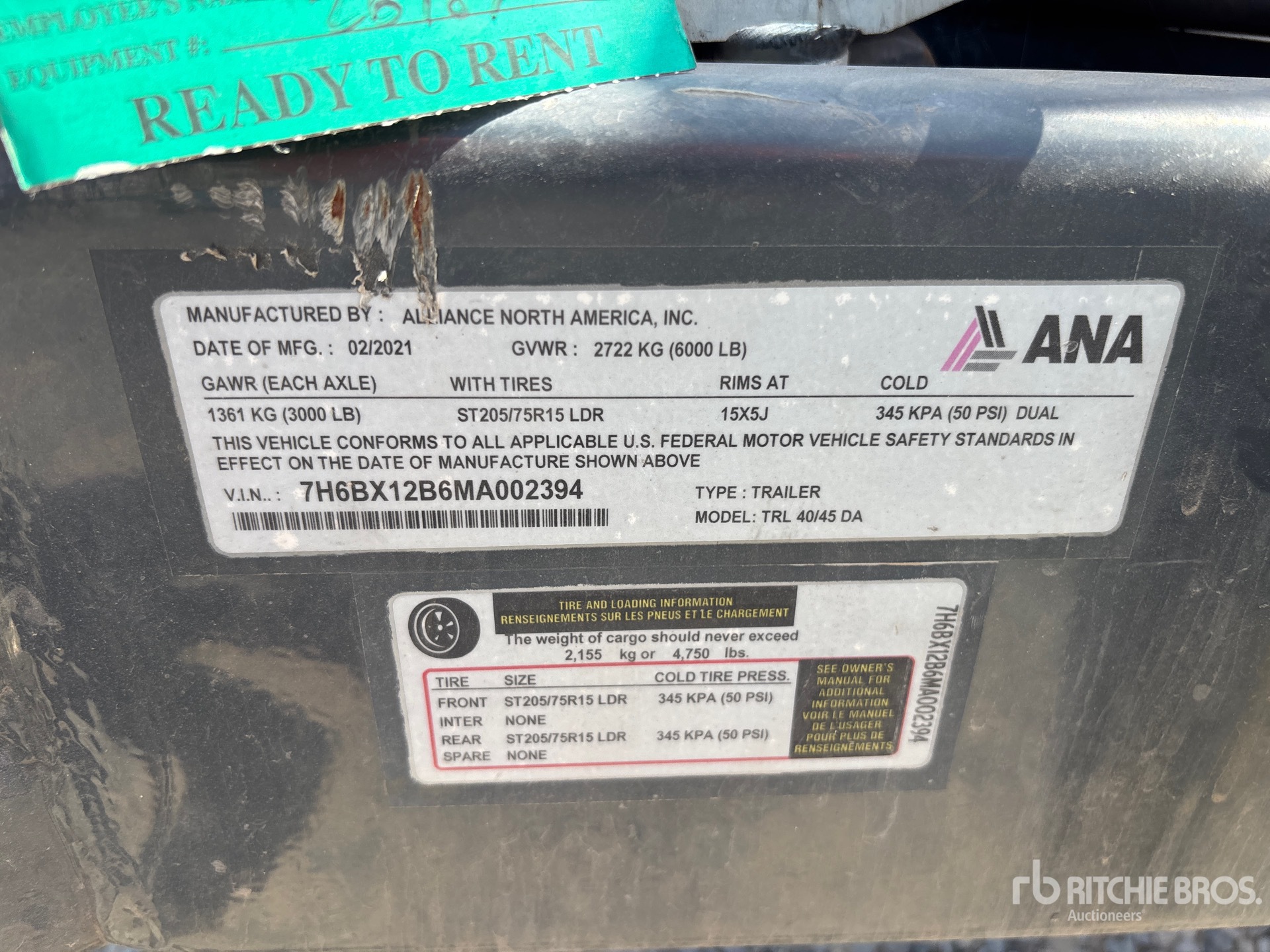 General Appearance with Serial Number / VIN