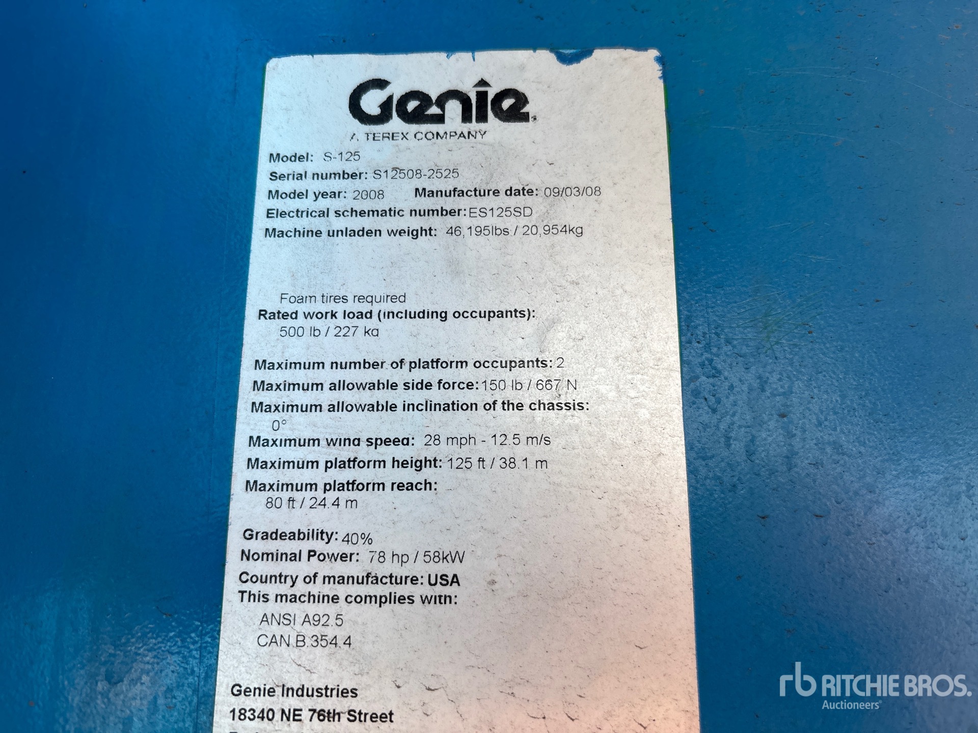 General Appearance with Serial Number / VIN