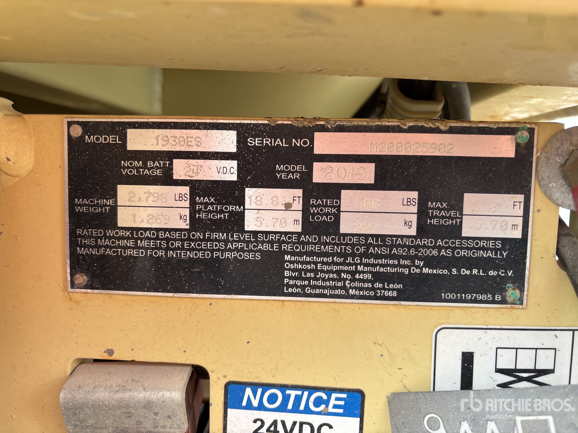 General Appearance with Serial Number / VIN