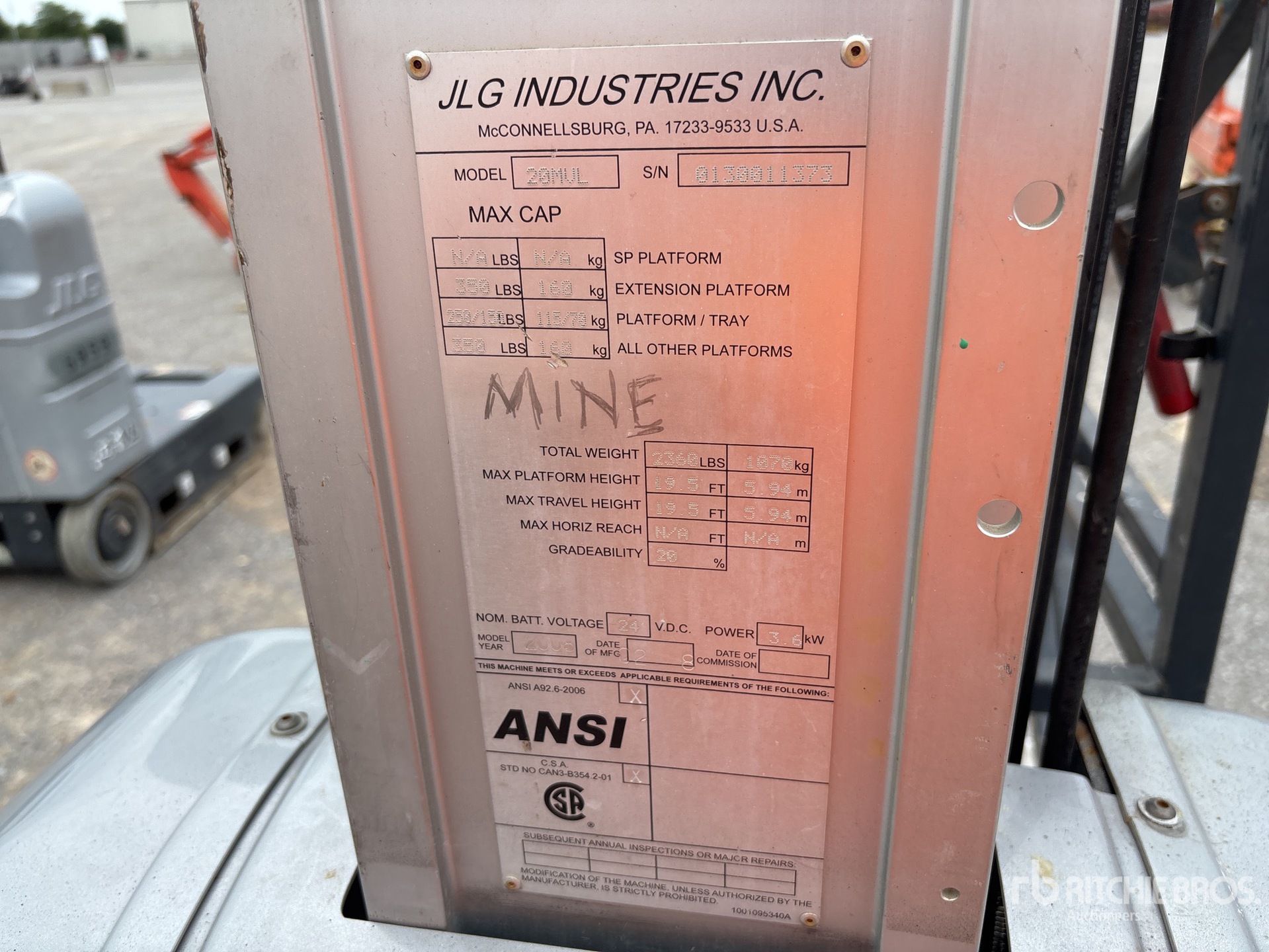 General Appearance with Serial Number / VIN