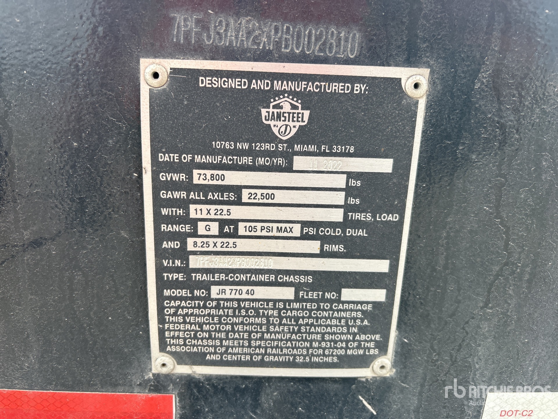 General Appearance with Serial Number / VIN