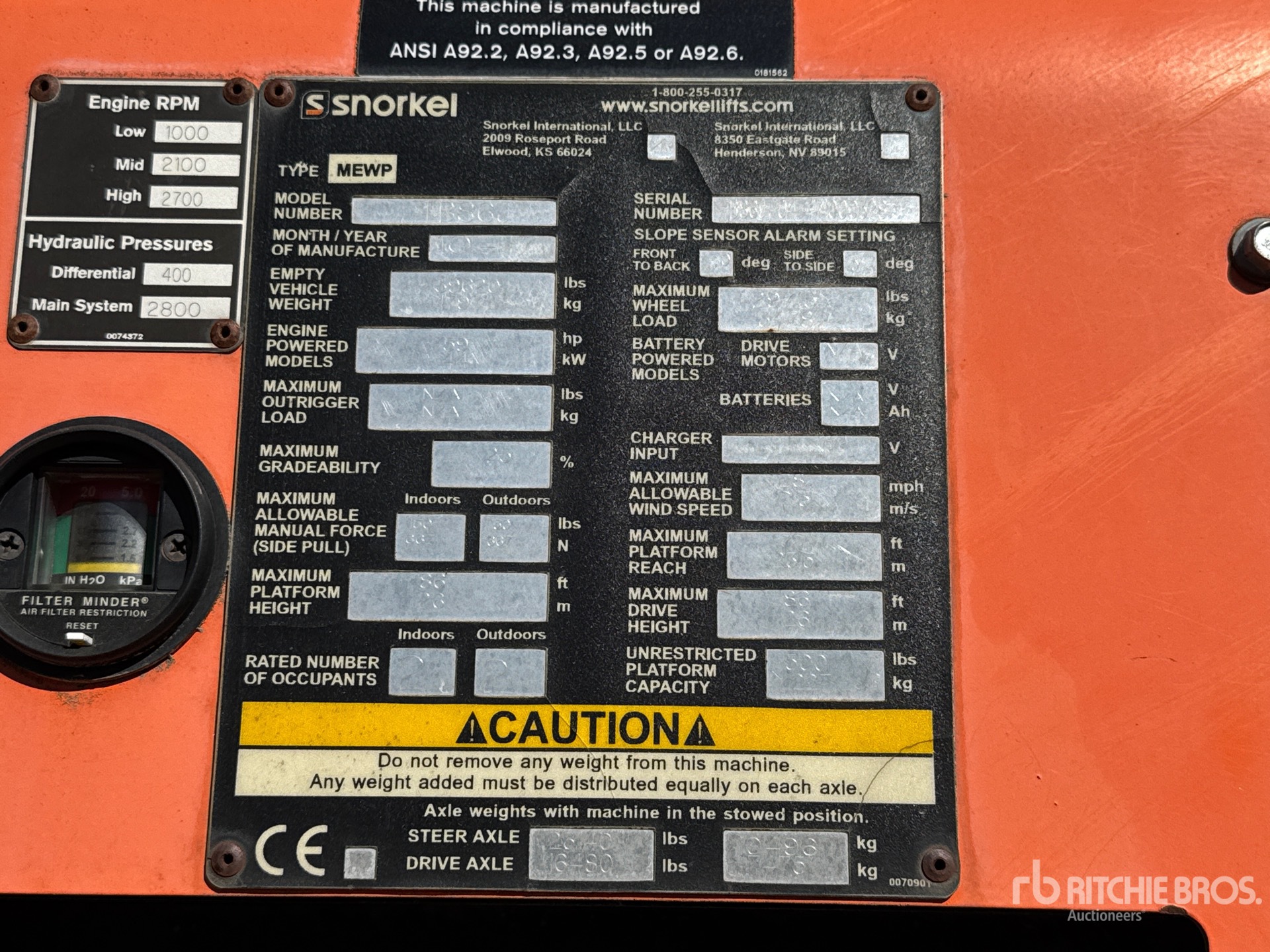 General Appearance with Serial Number / VIN