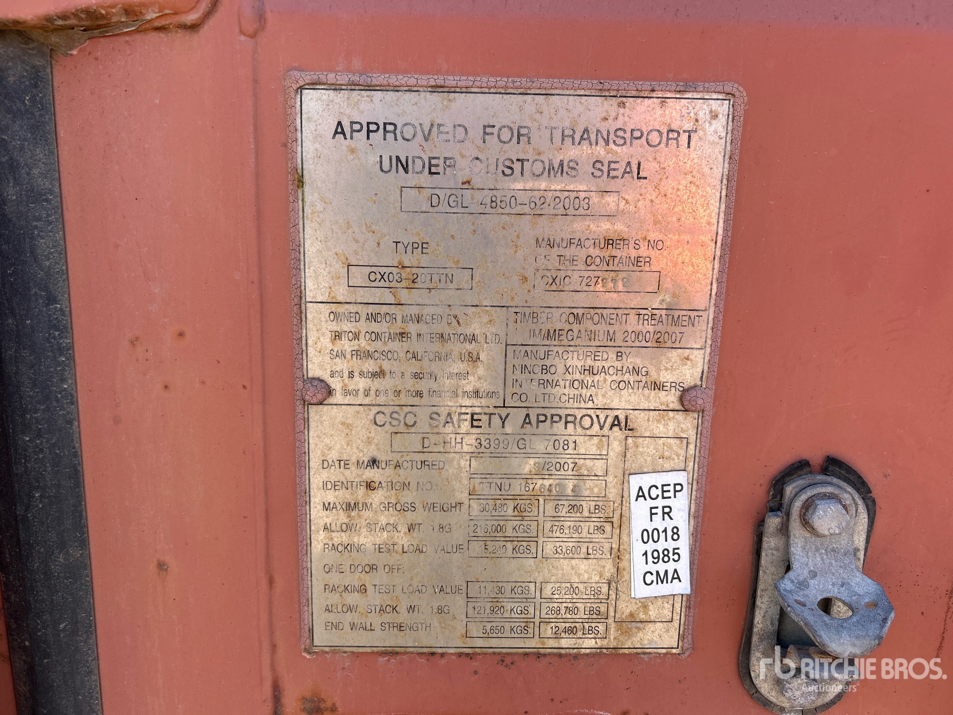 General Appearance with Serial Number / VIN