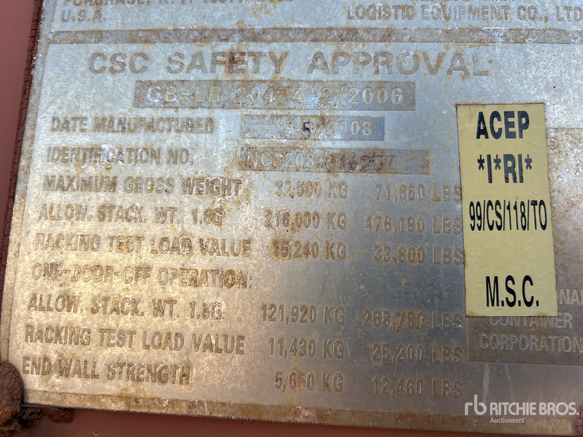 General Appearance with Serial Number / VIN
