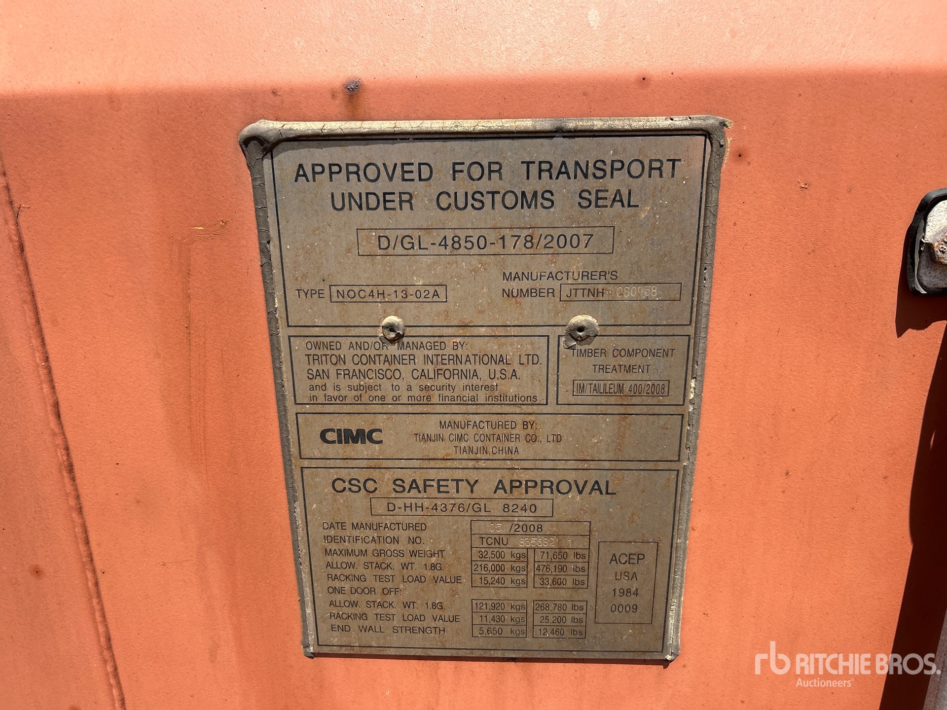 General Appearance with Serial Number / VIN
