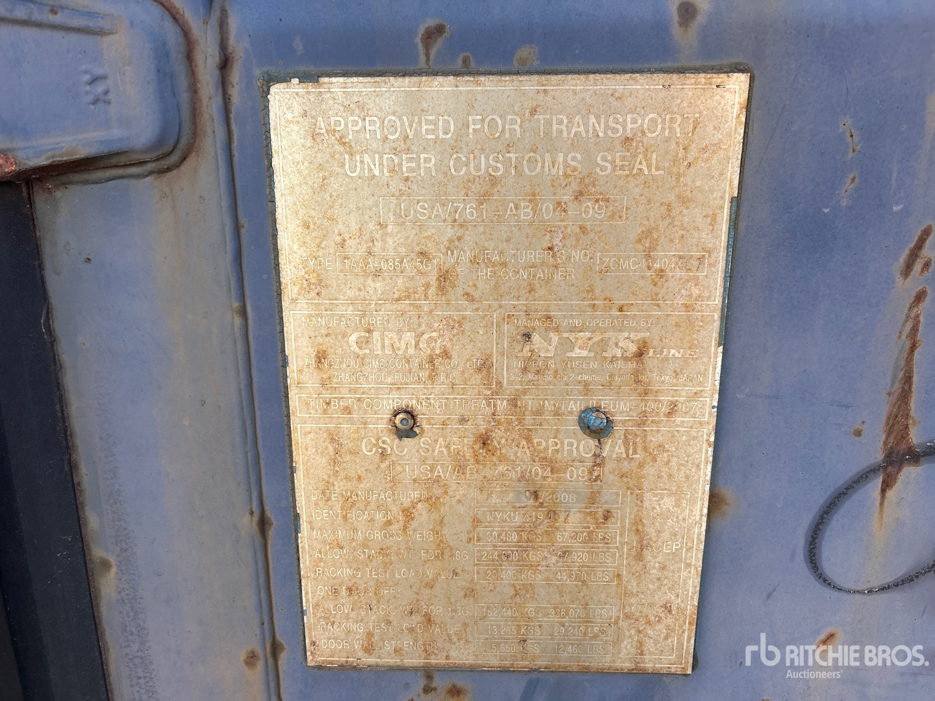 General Appearance with Serial Number / VIN