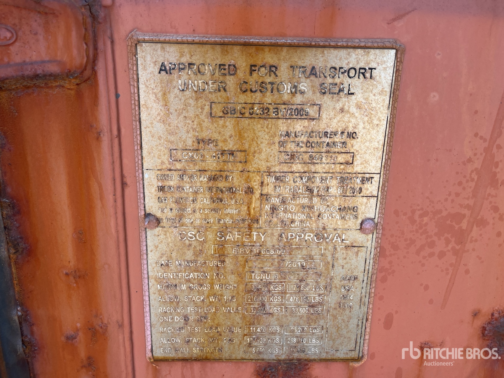 General Appearance with Serial Number / VIN