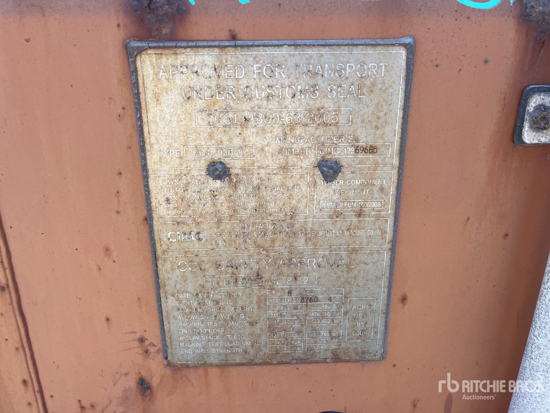 General Appearance with Serial Number / VIN