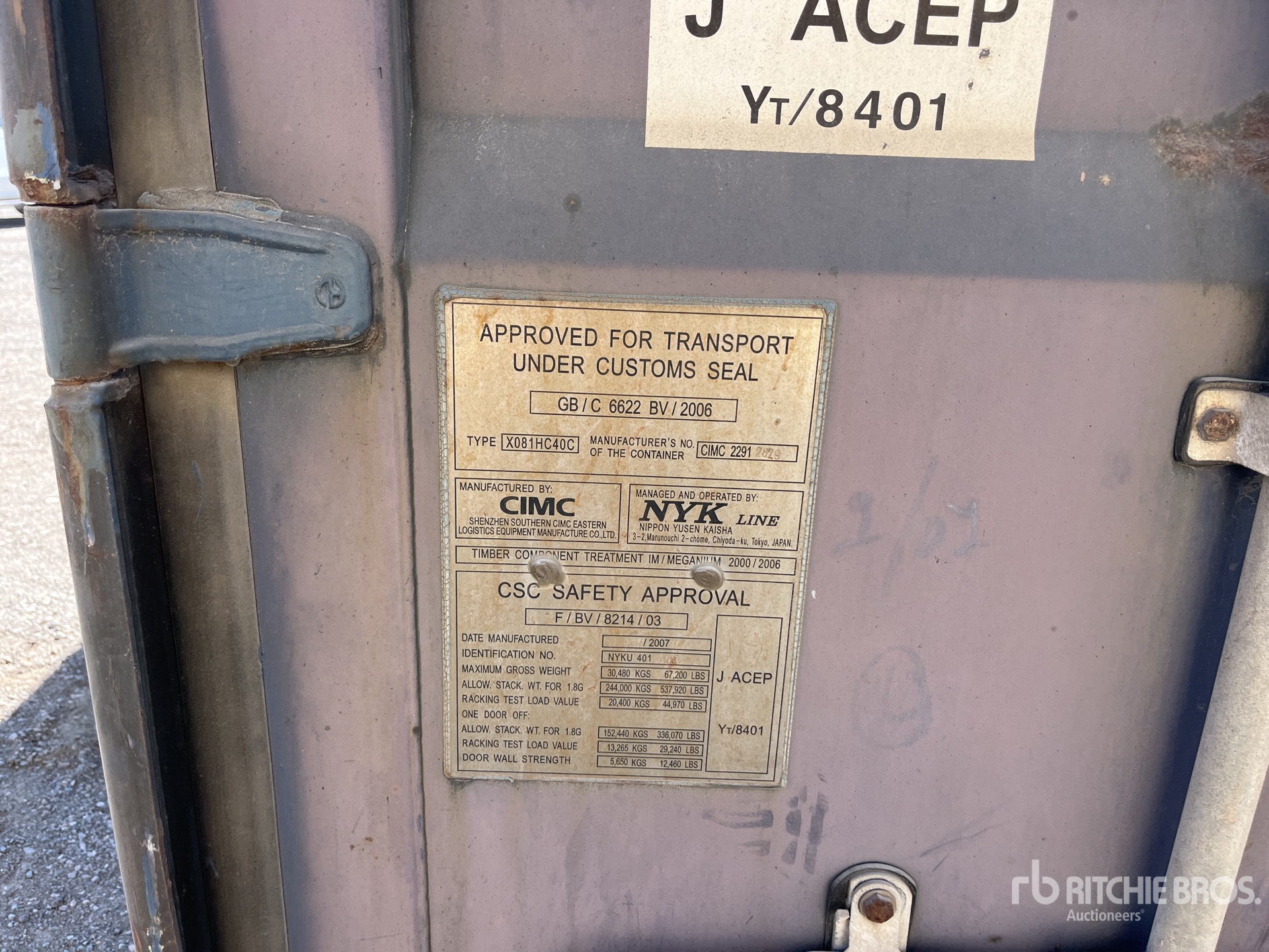 General Appearance with Serial Number / VIN