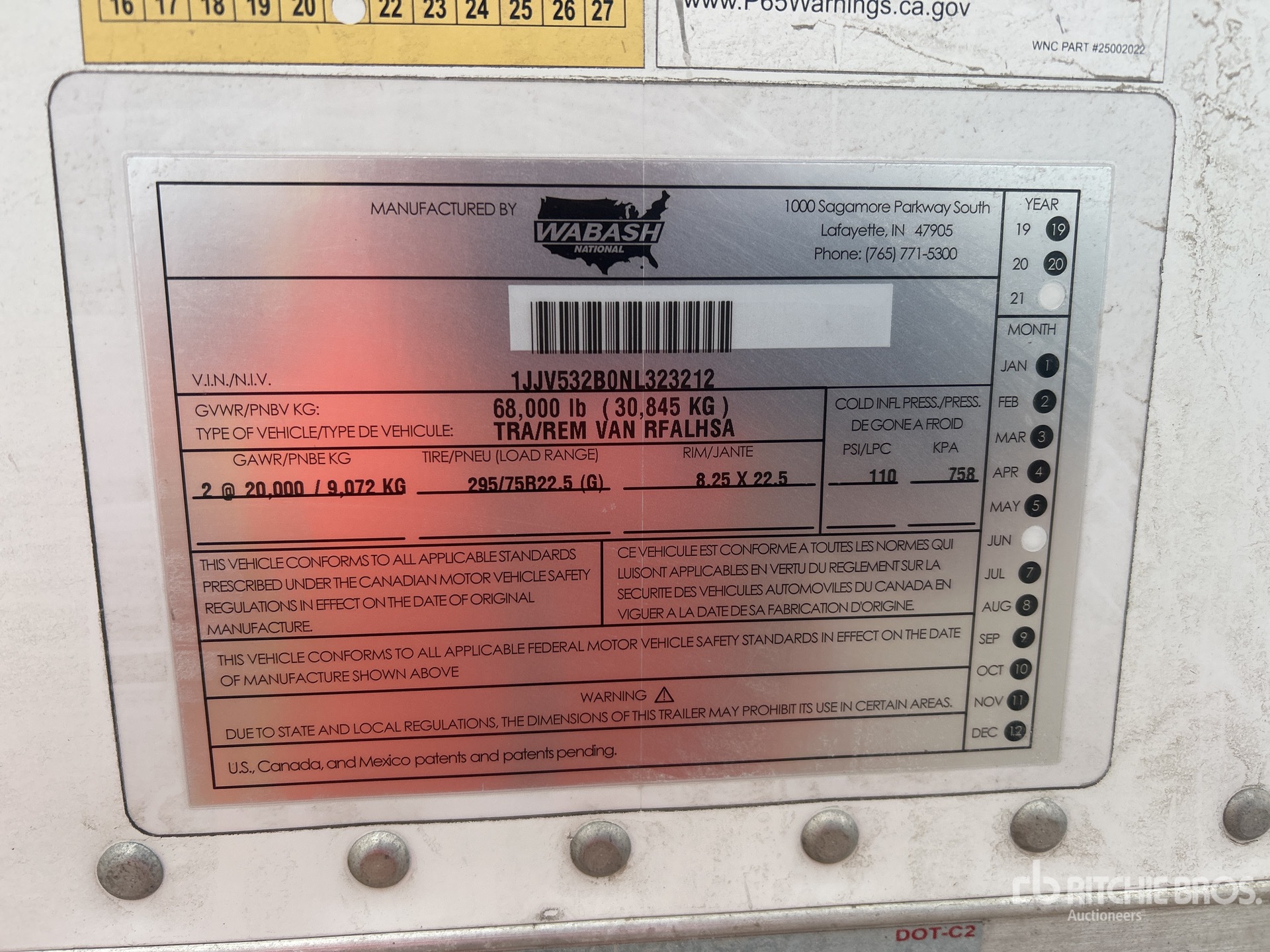 General Appearance with Serial Number / VIN