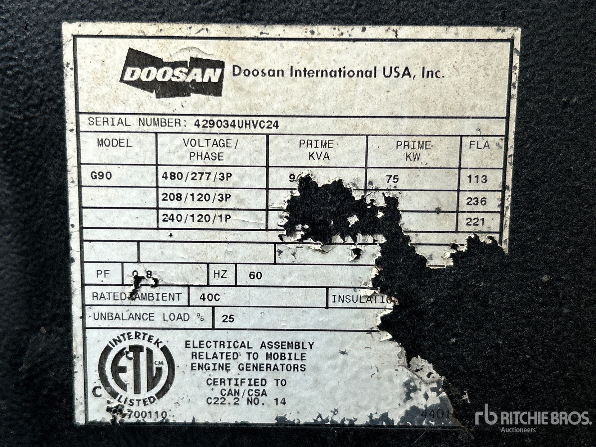 General Appearance with Serial Number / VIN