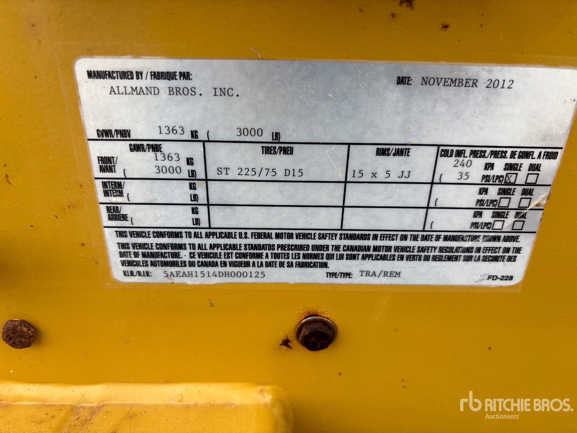 General Appearance with Serial Number / VIN