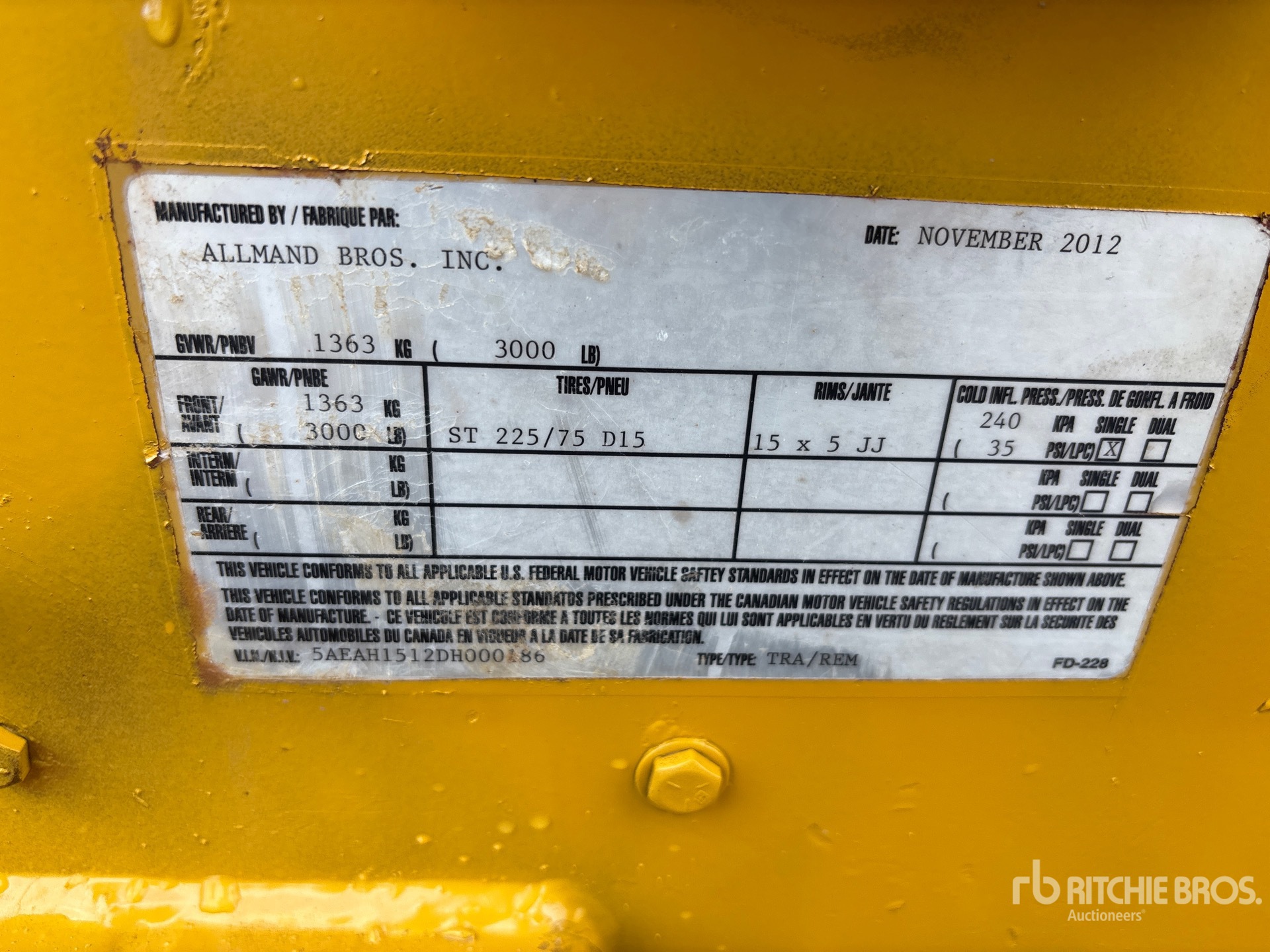 General Appearance with Serial Number / VIN