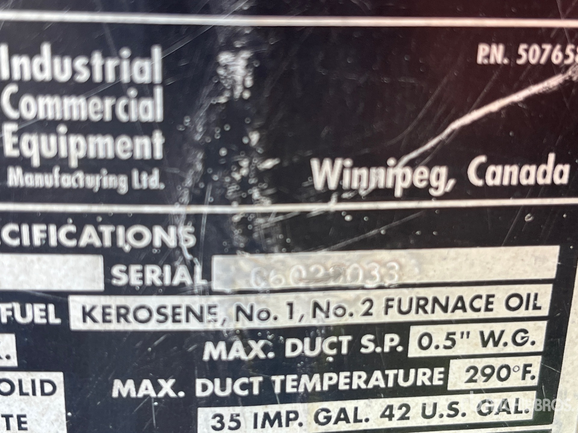 General Appearance with Serial Number / VIN