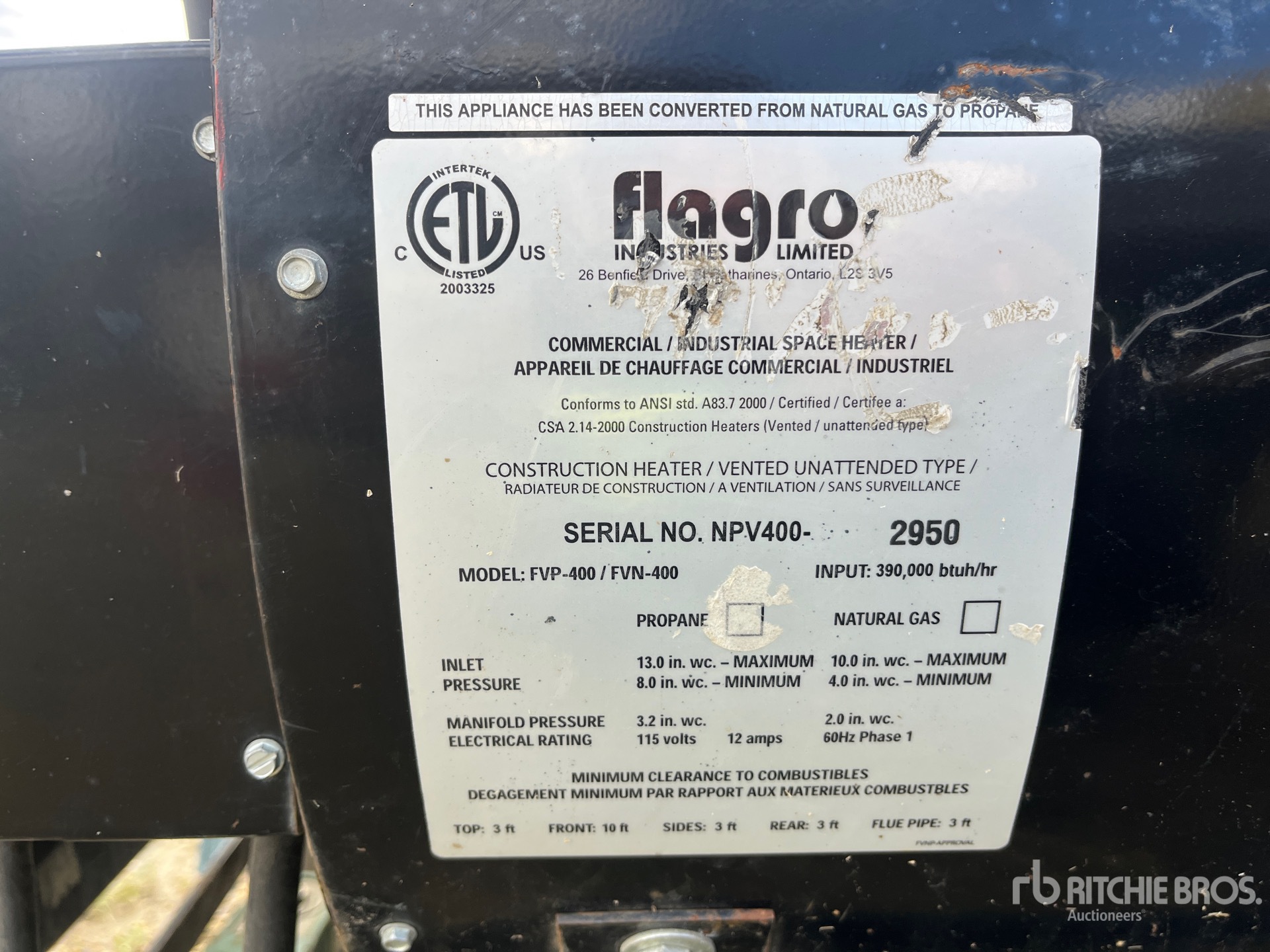 General Appearance with Serial Number / VIN