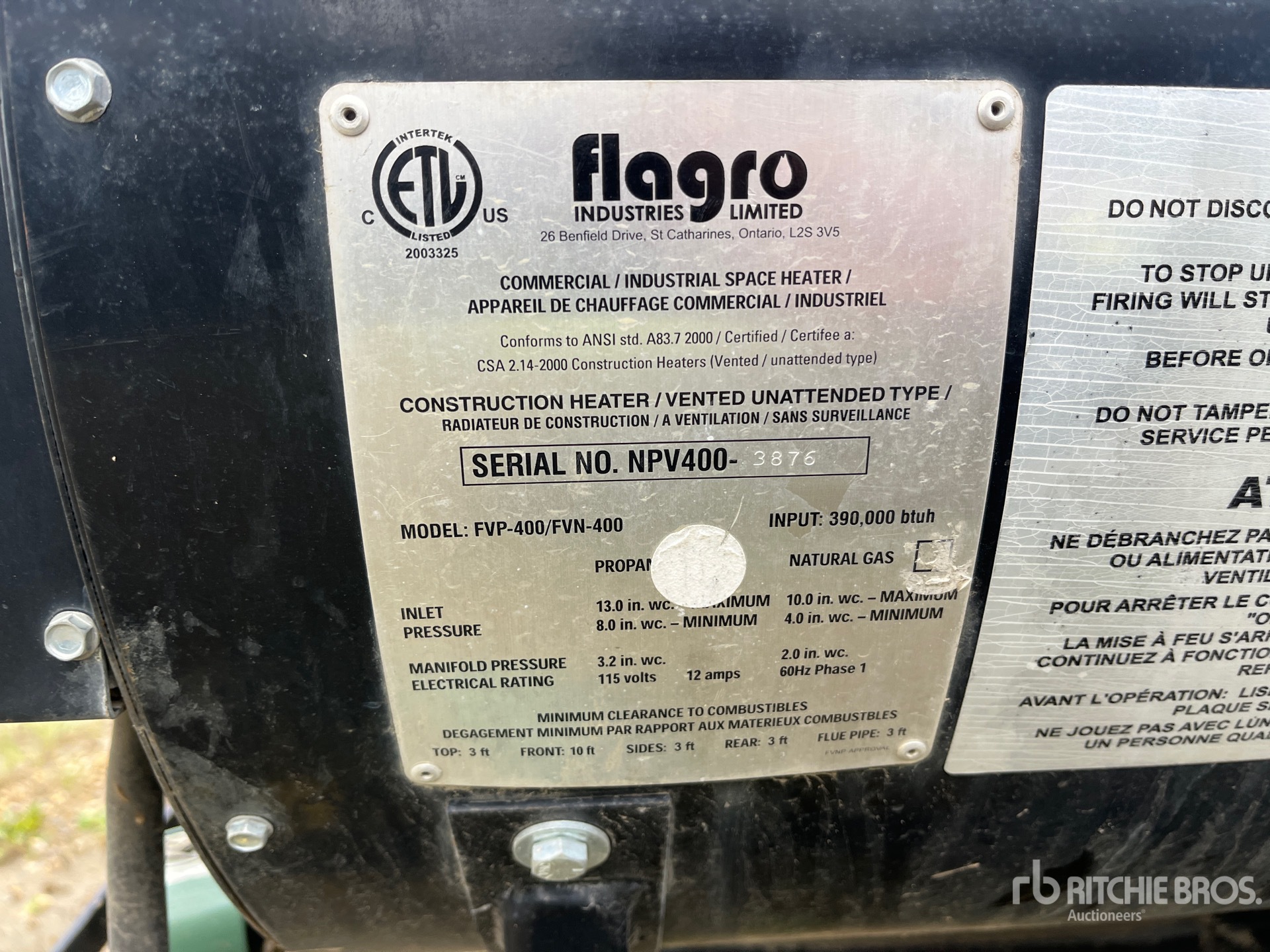 General Appearance with Serial Number / VIN