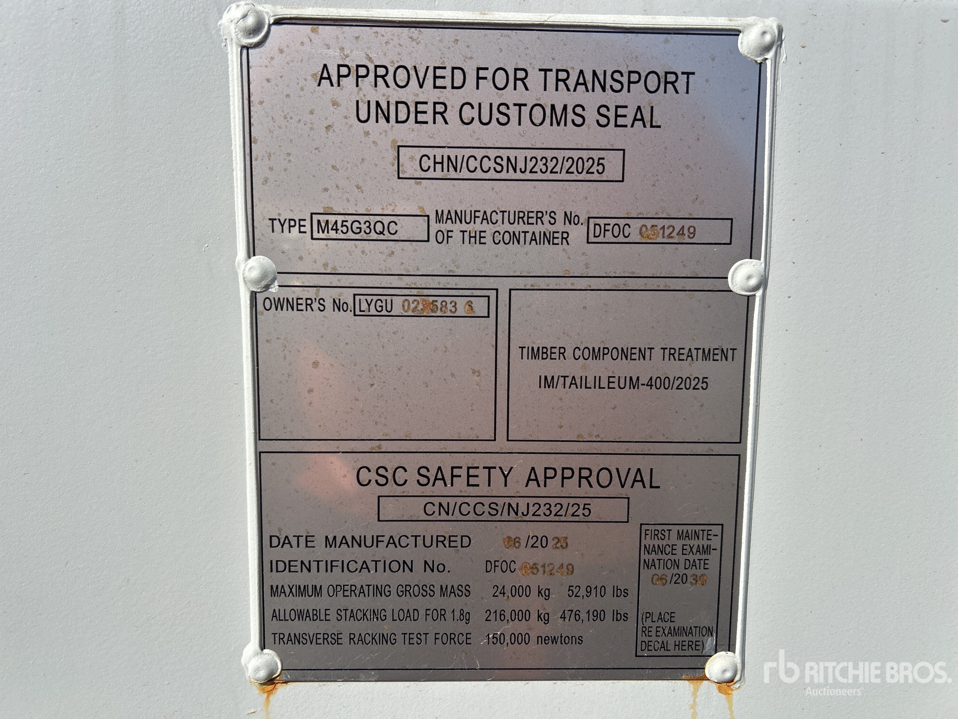 General Appearance with Serial Number / VIN