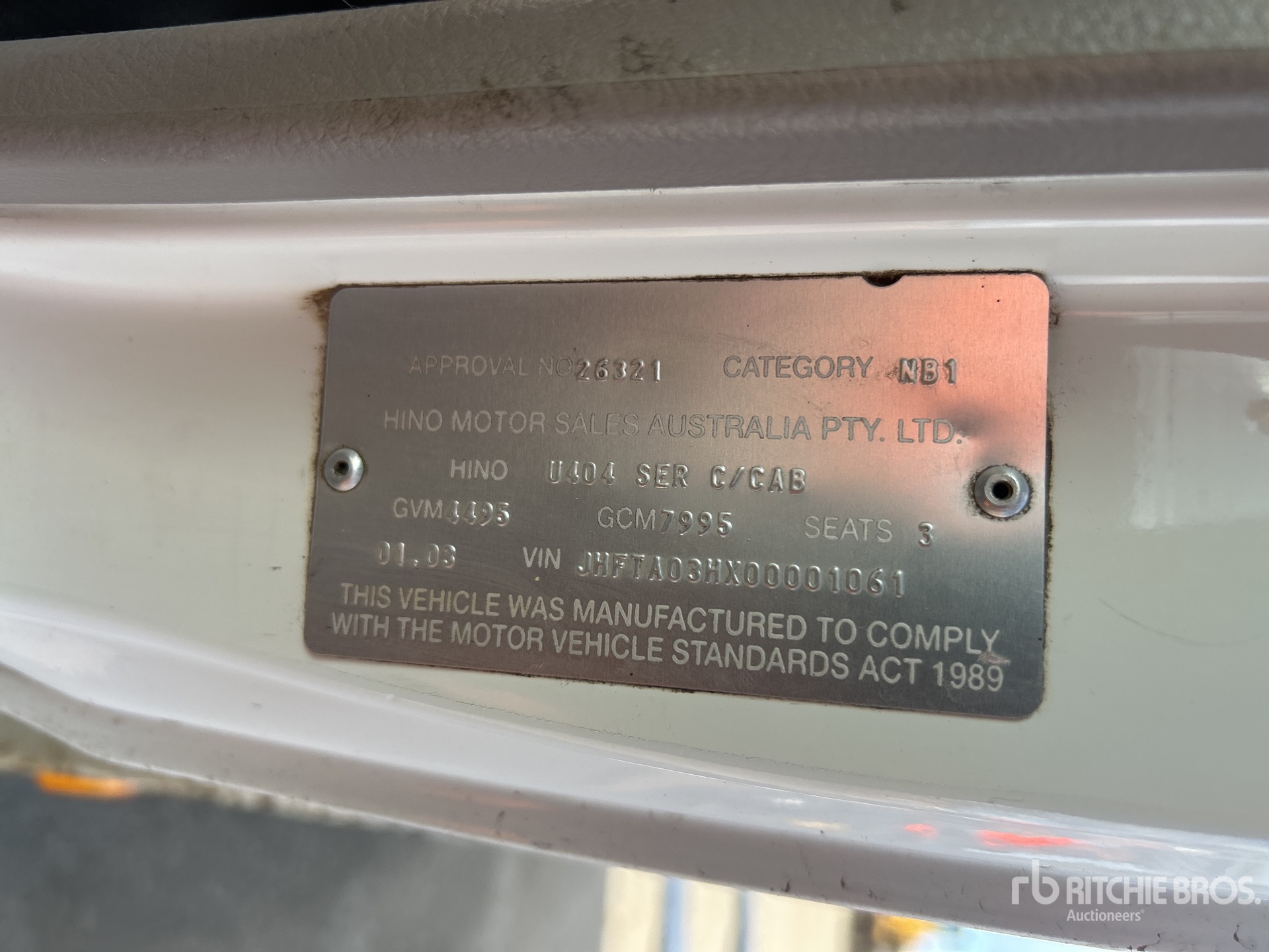 General Appearance with Serial Number / VIN