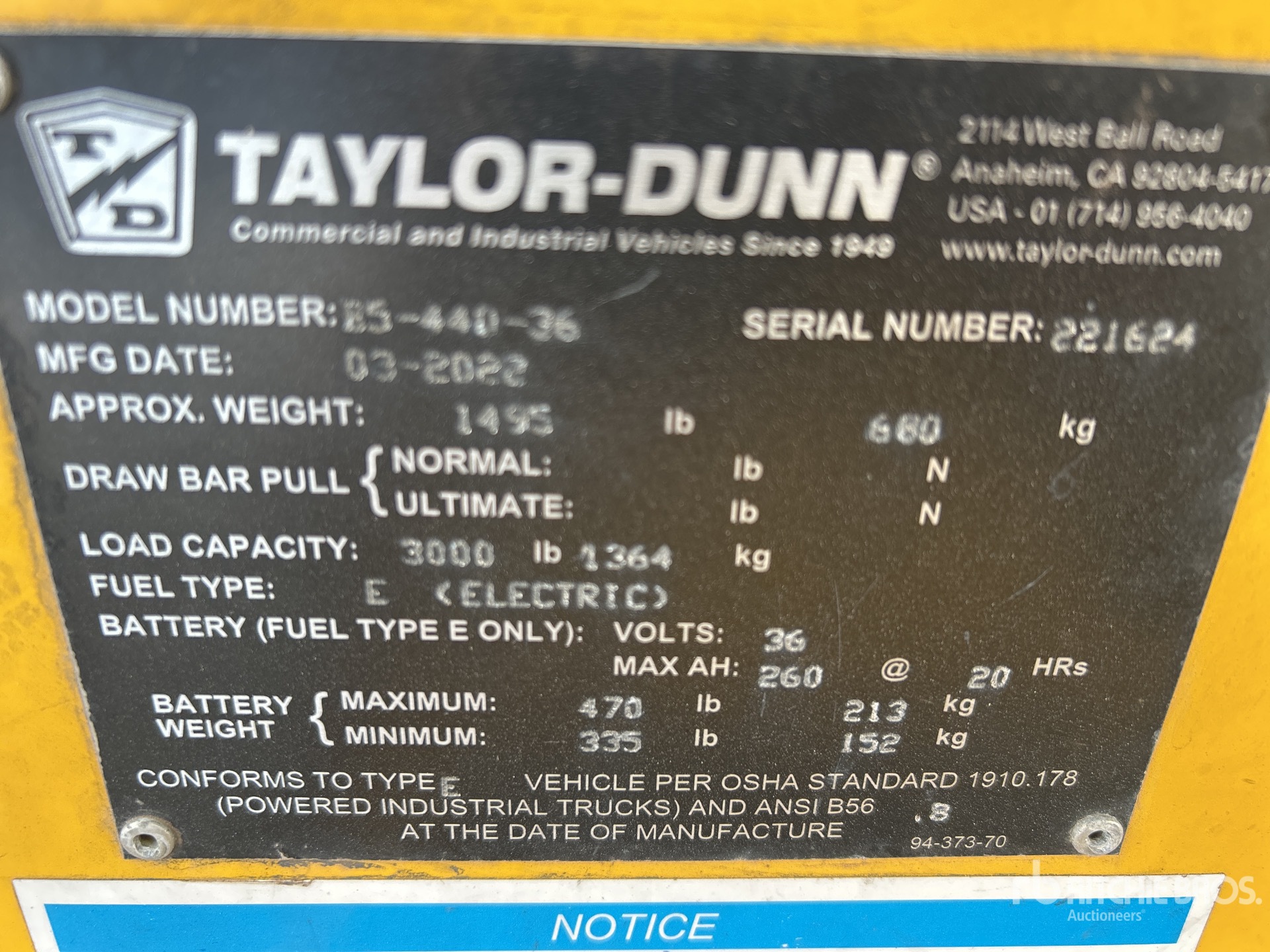 General Appearance with Serial Number / VIN