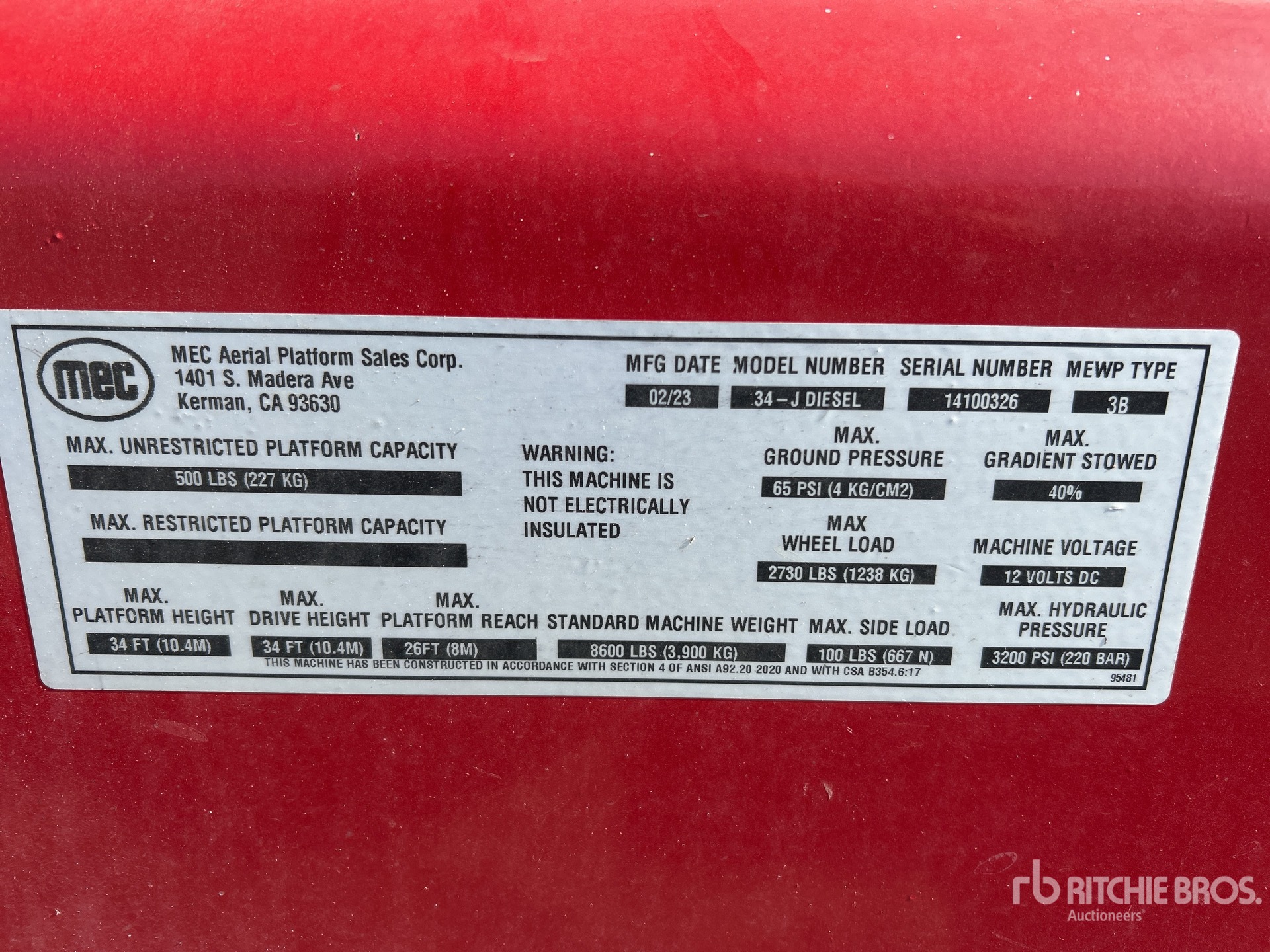 General Appearance with Serial Number / VIN