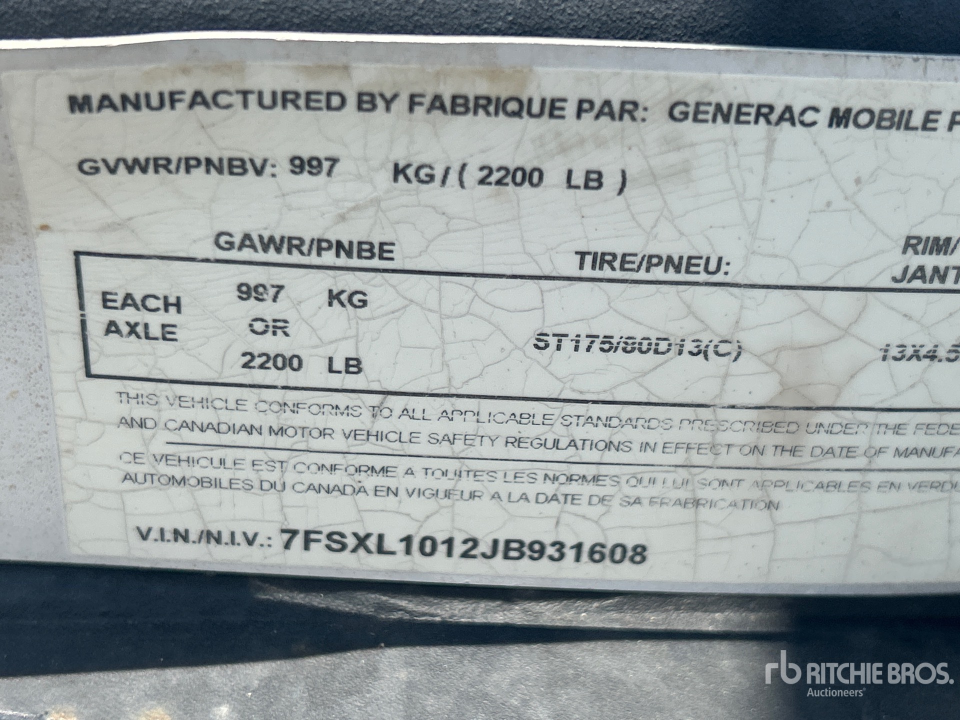 General Appearance with Serial Number / VIN