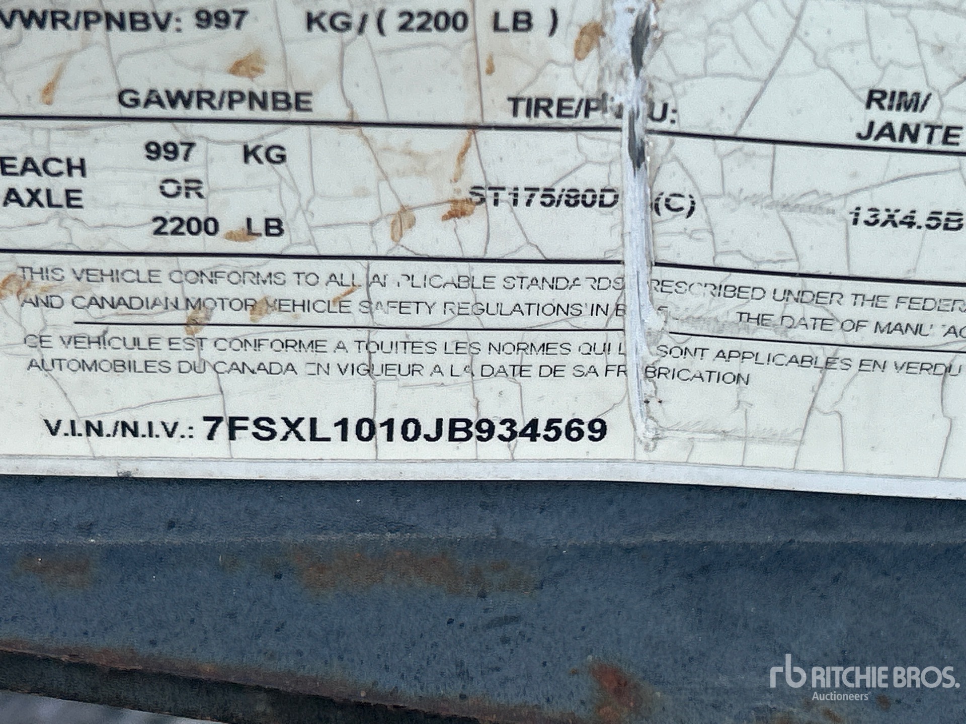 General Appearance with Serial Number / VIN