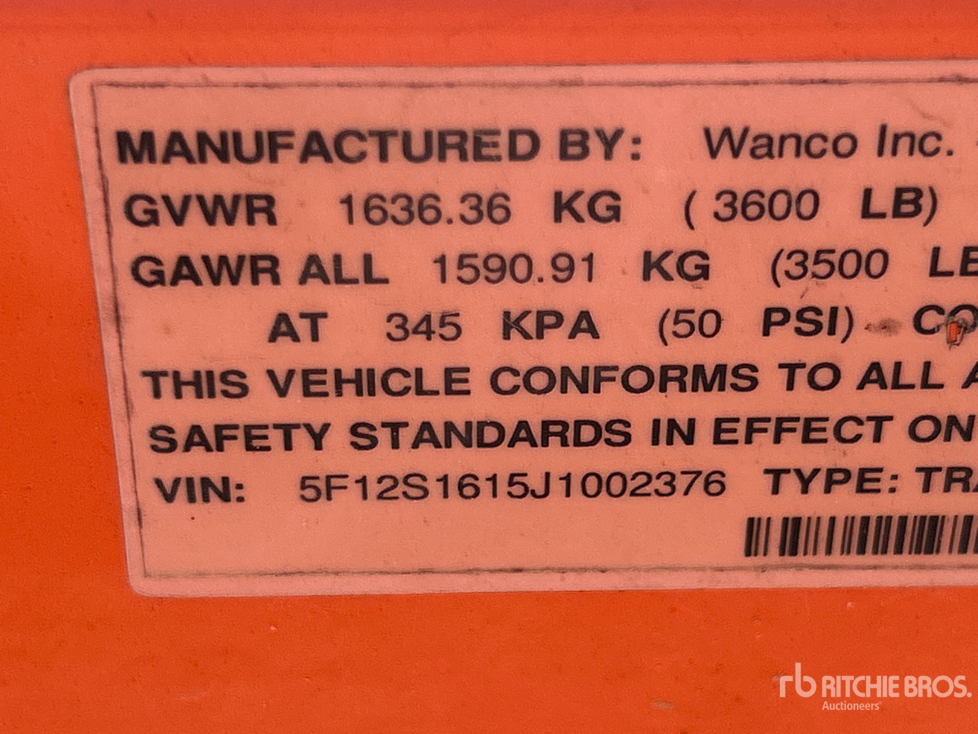 General Appearance with Serial Number / VIN