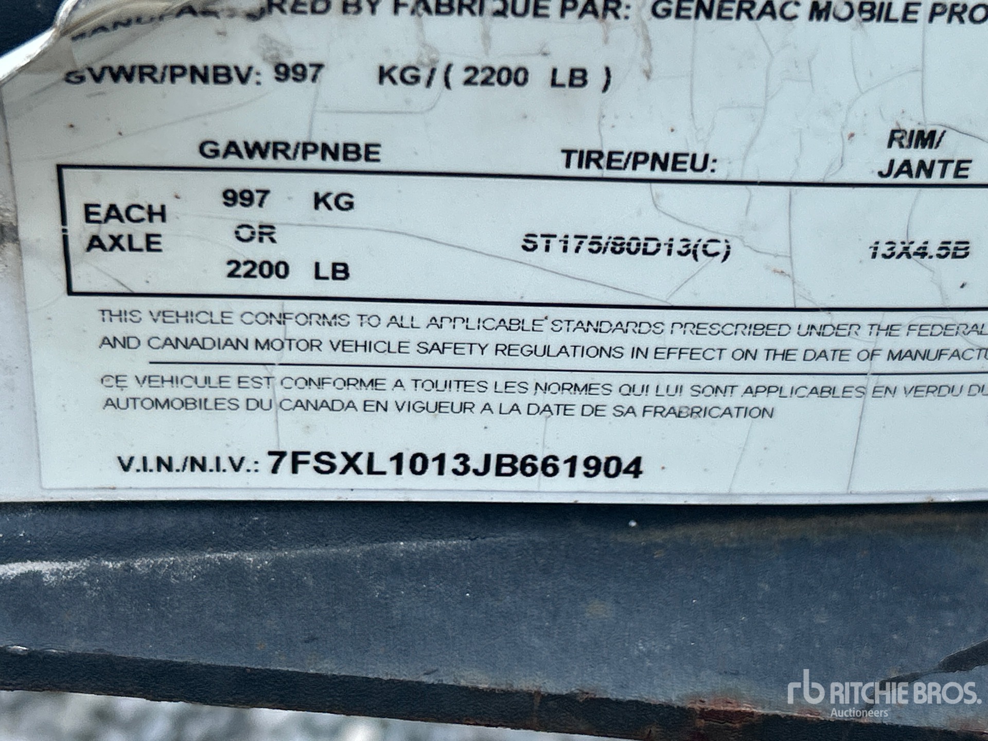 General Appearance with Serial Number / VIN