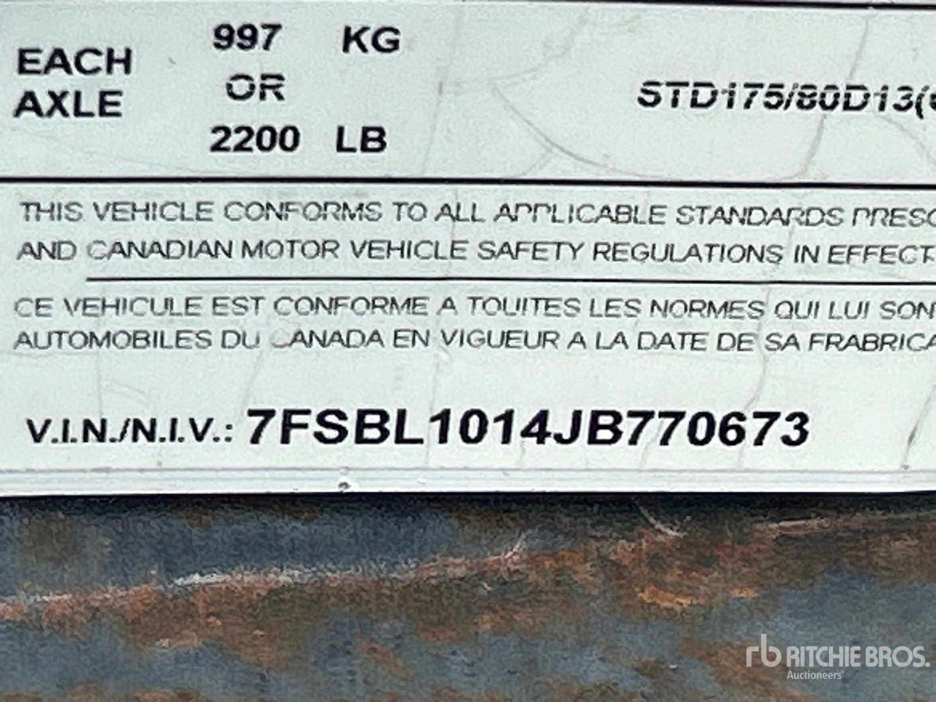 General Appearance with Serial Number / VIN