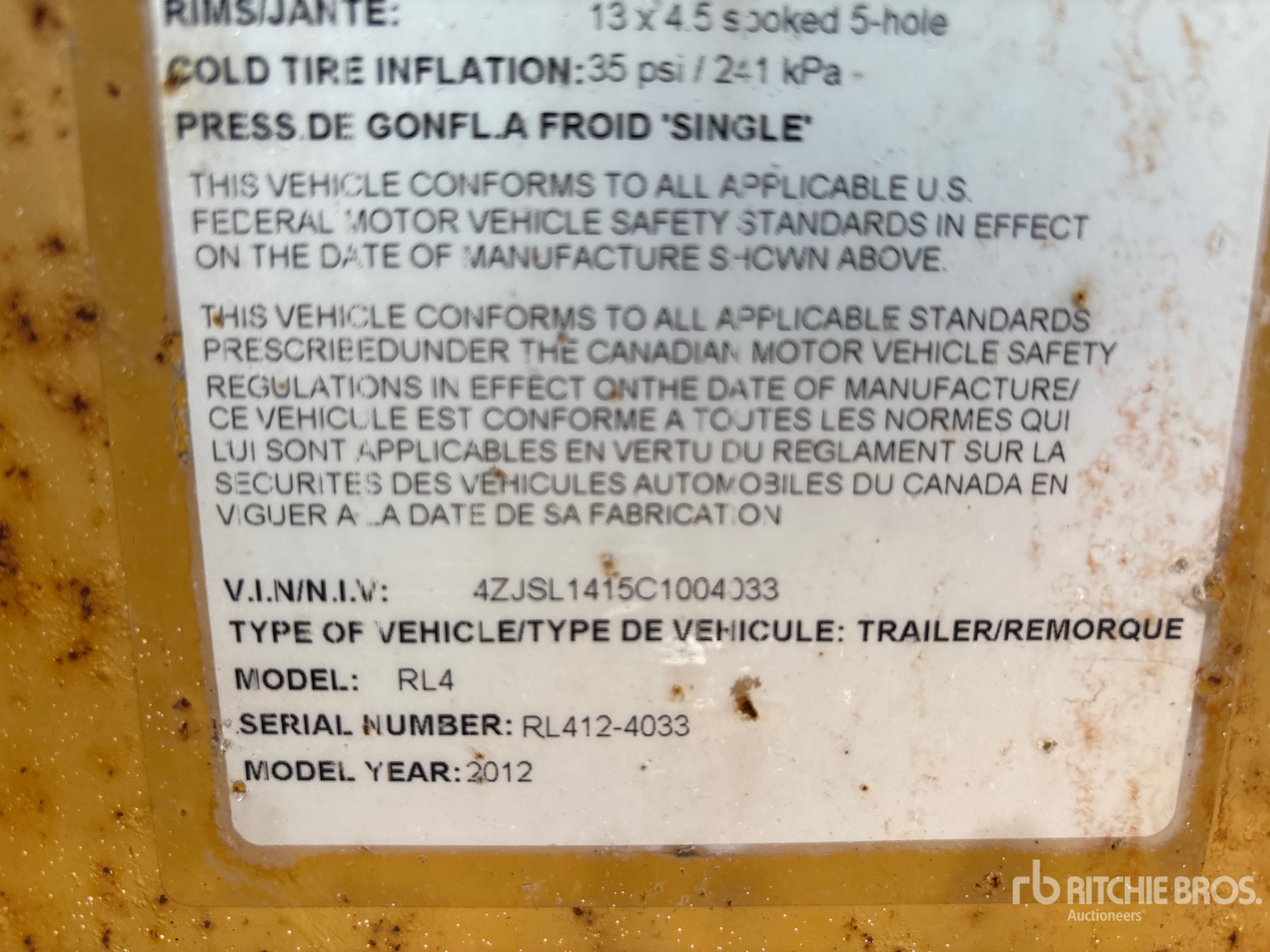 General Appearance with Serial Number / VIN