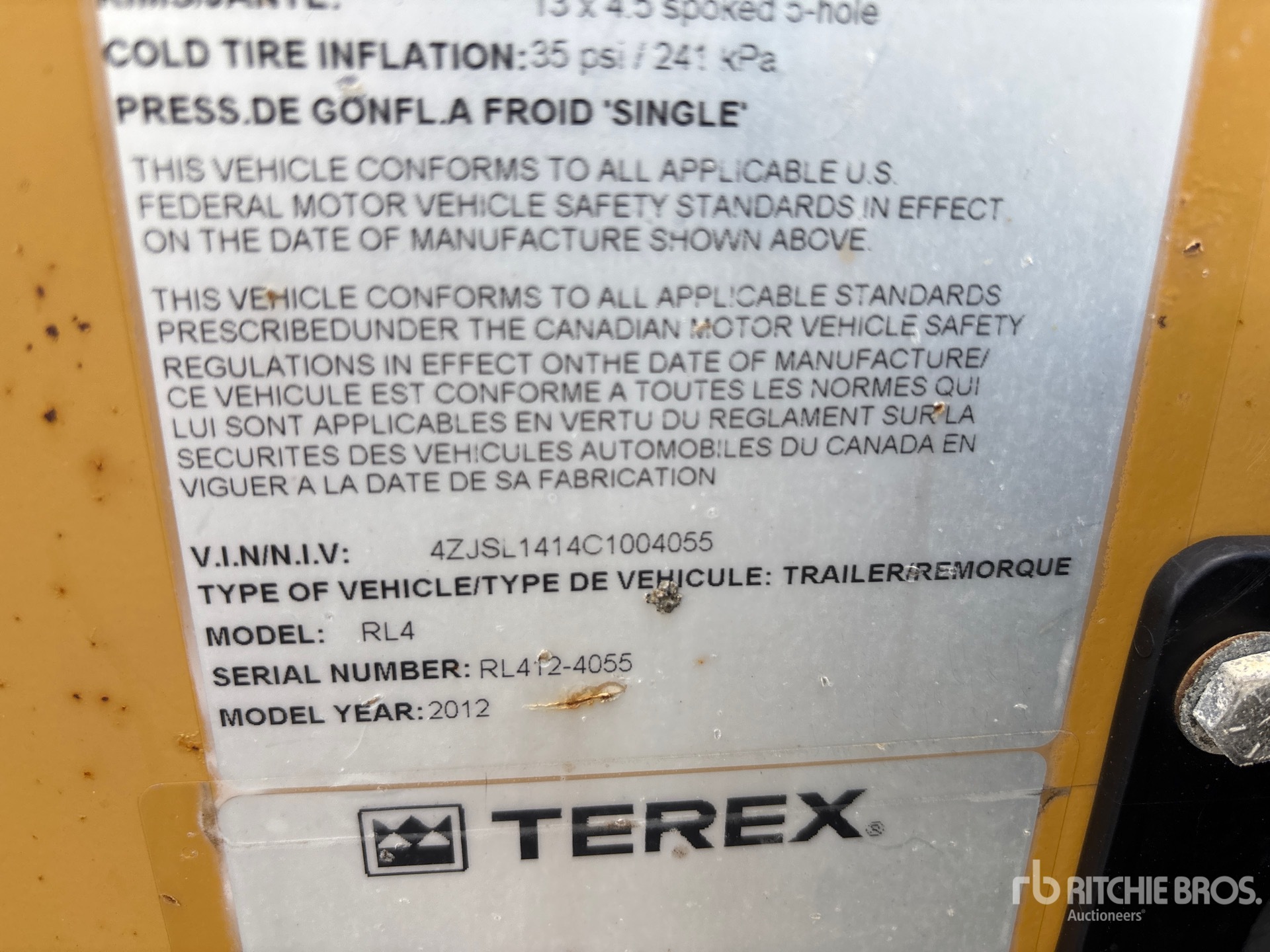 General Appearance with Serial Number / VIN