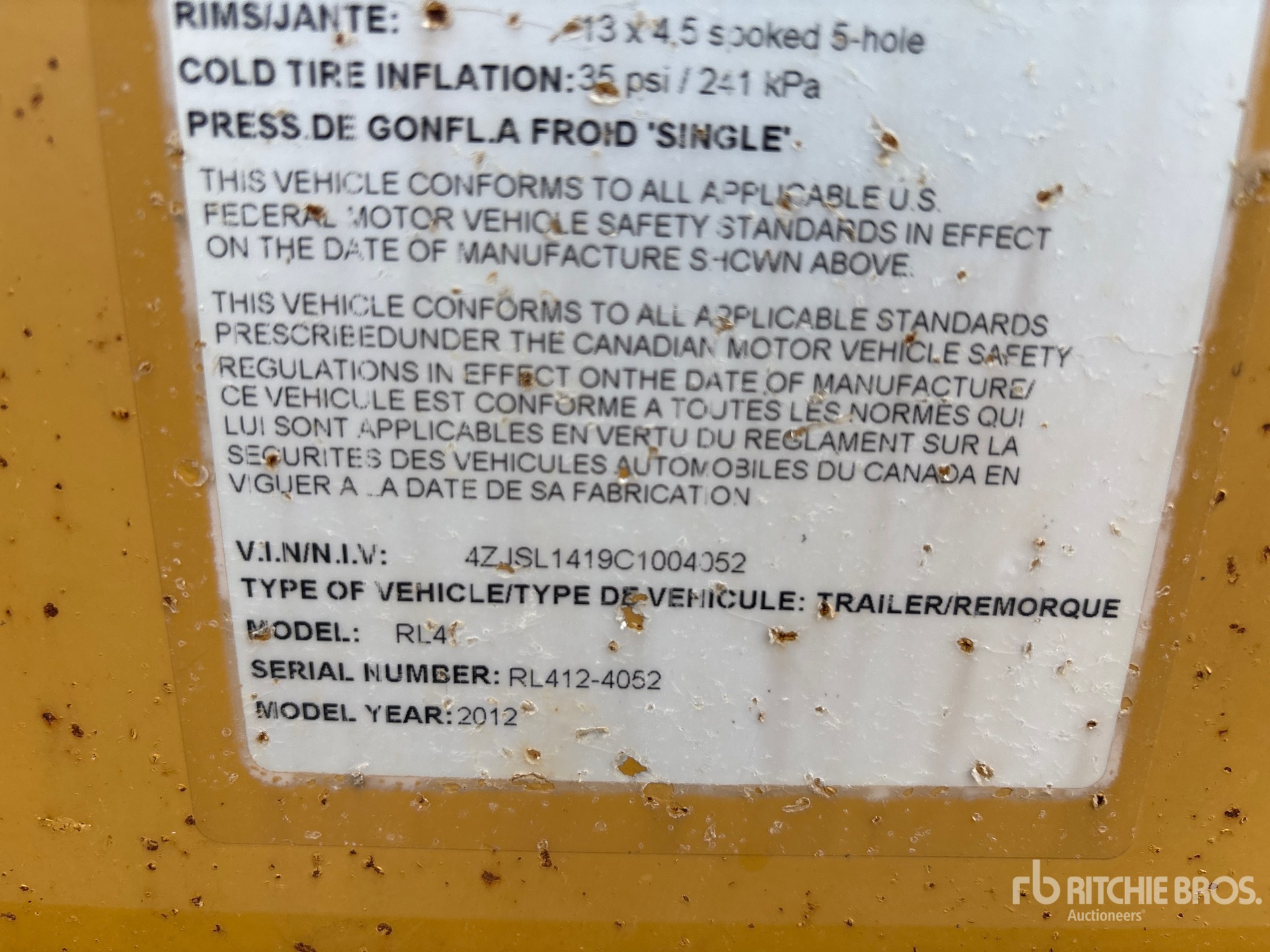 General Appearance with Serial Number / VIN