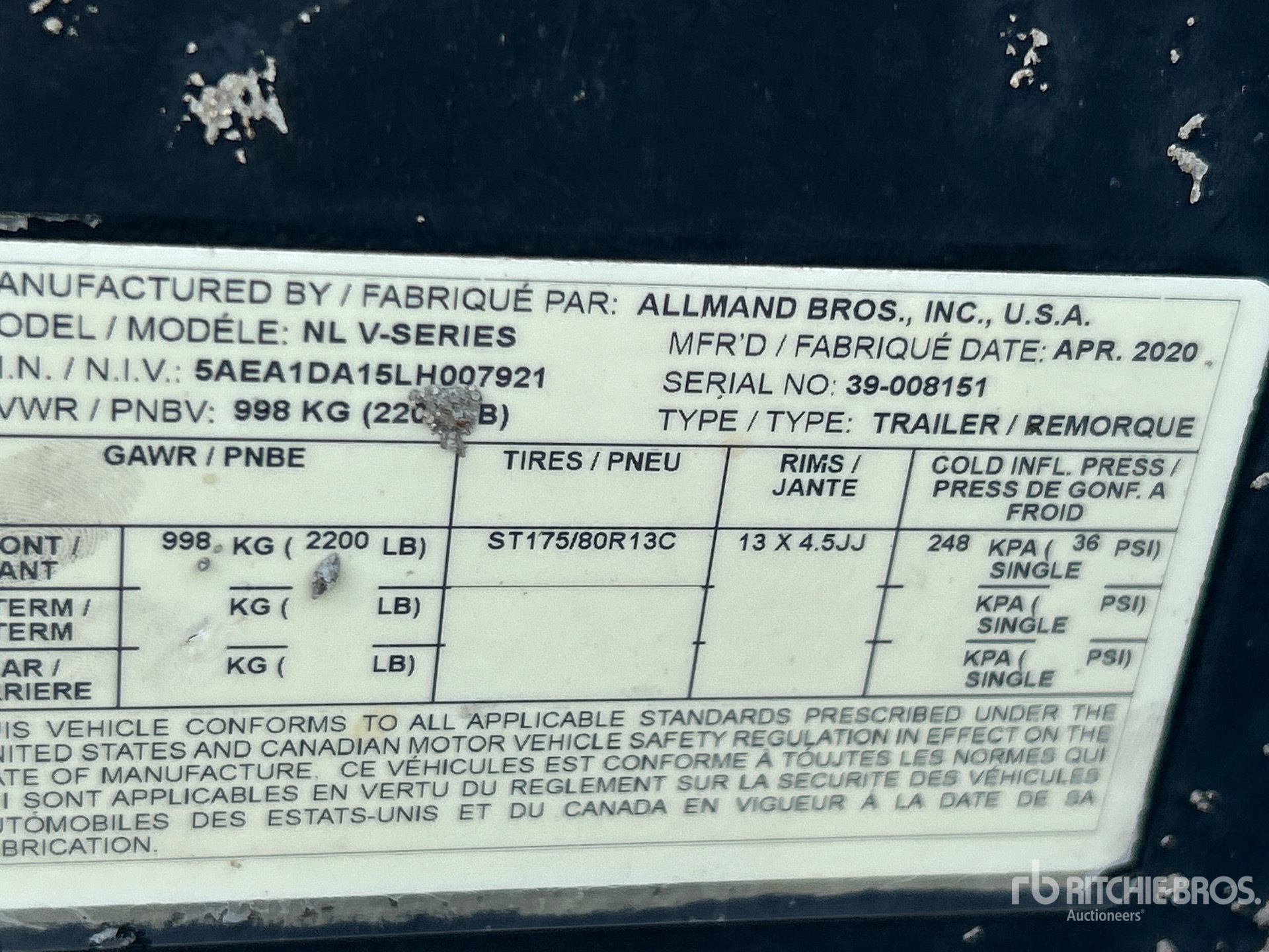 General Appearance with Serial Number / VIN