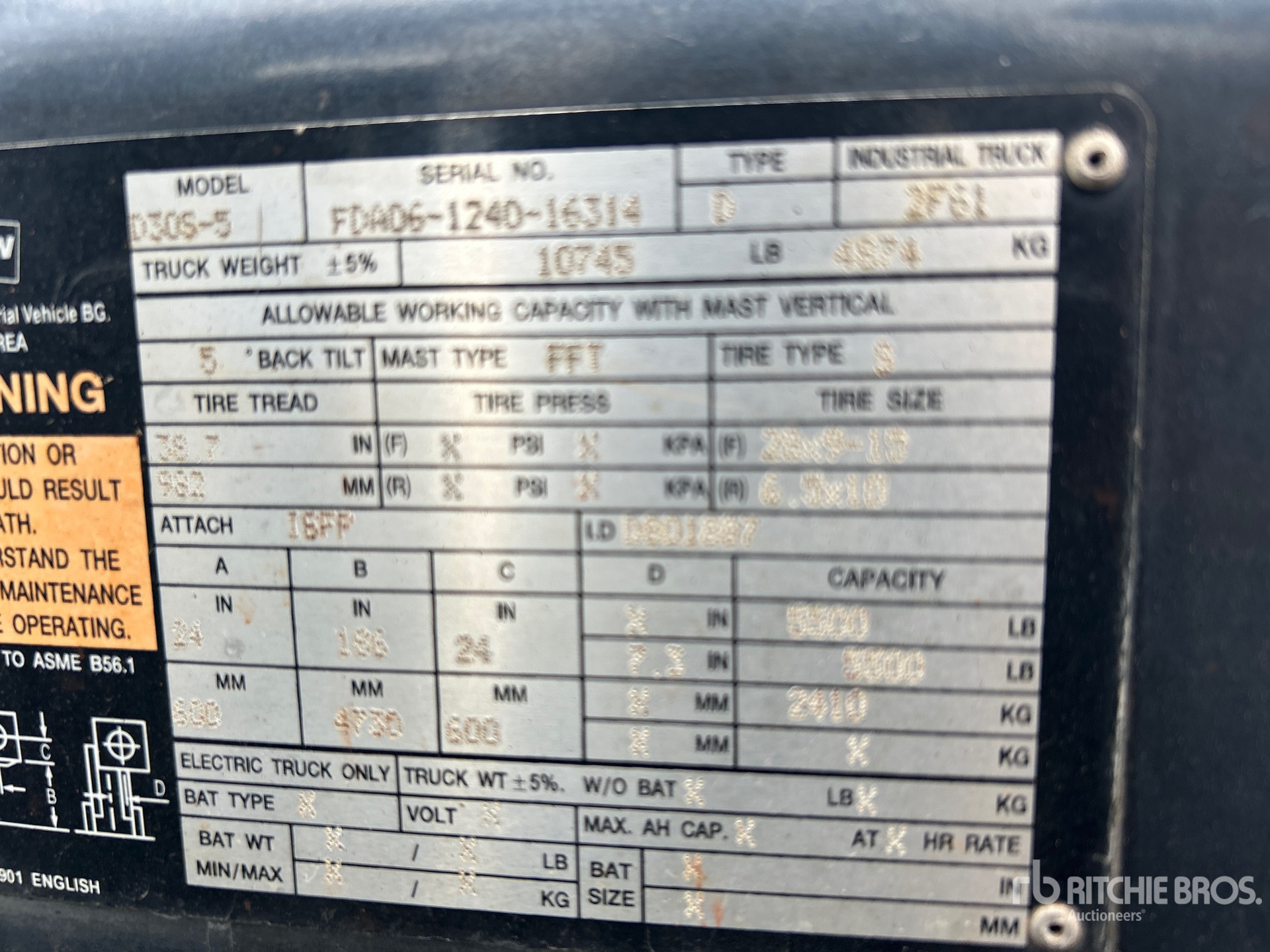 General Appearance with Serial Number / VIN