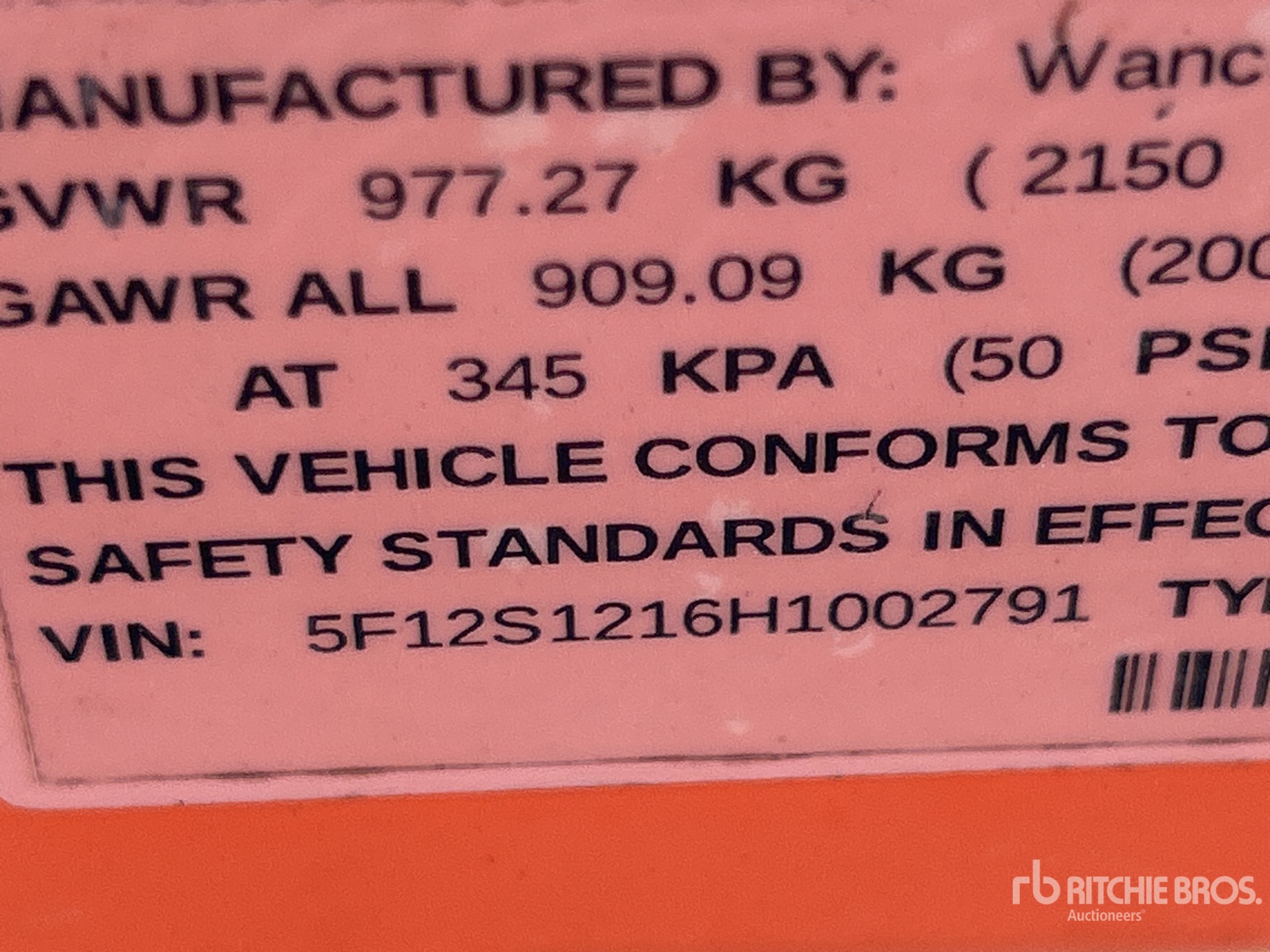 General Appearance with Serial Number / VIN