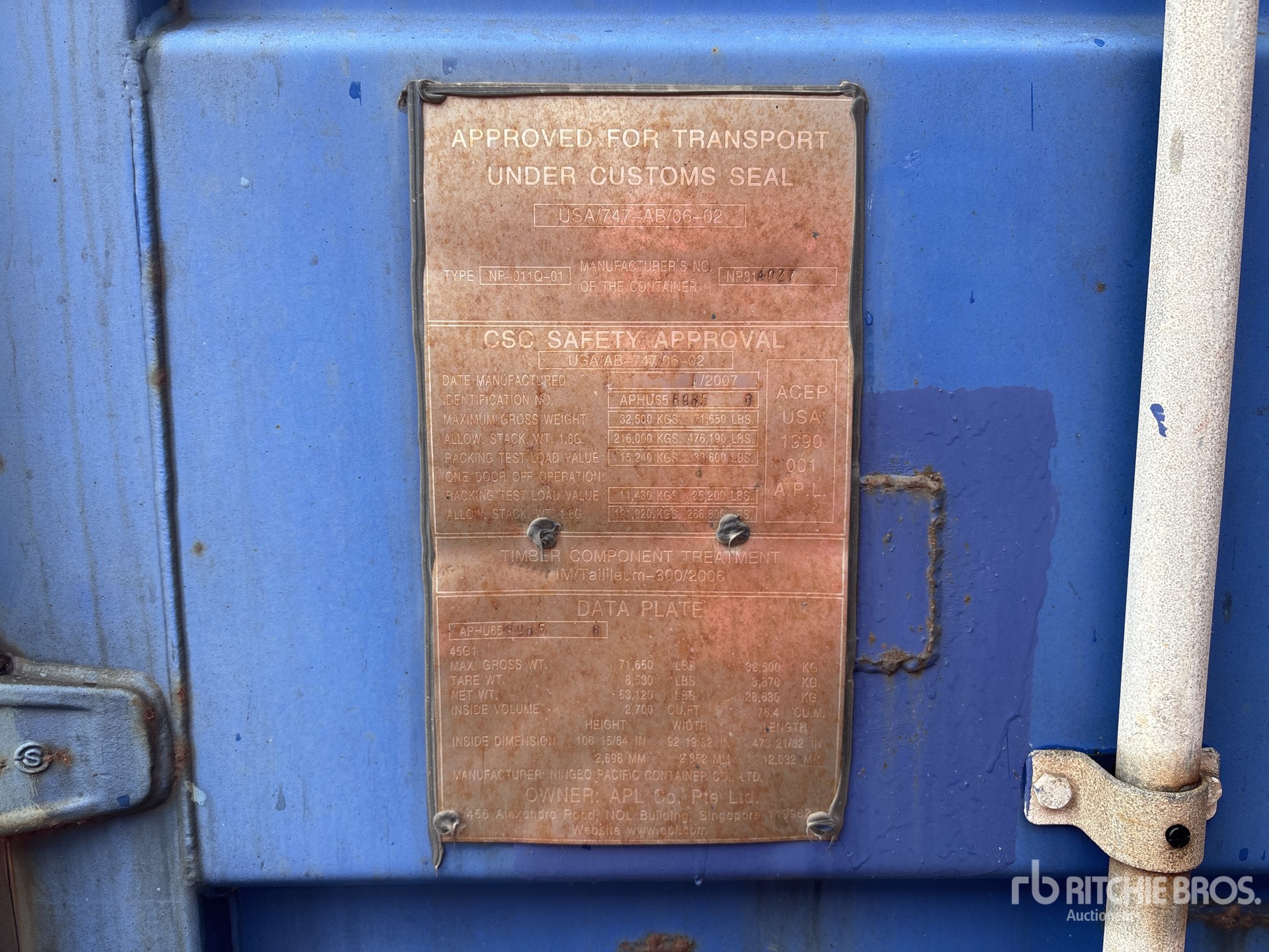 General Appearance with Serial Number / VIN