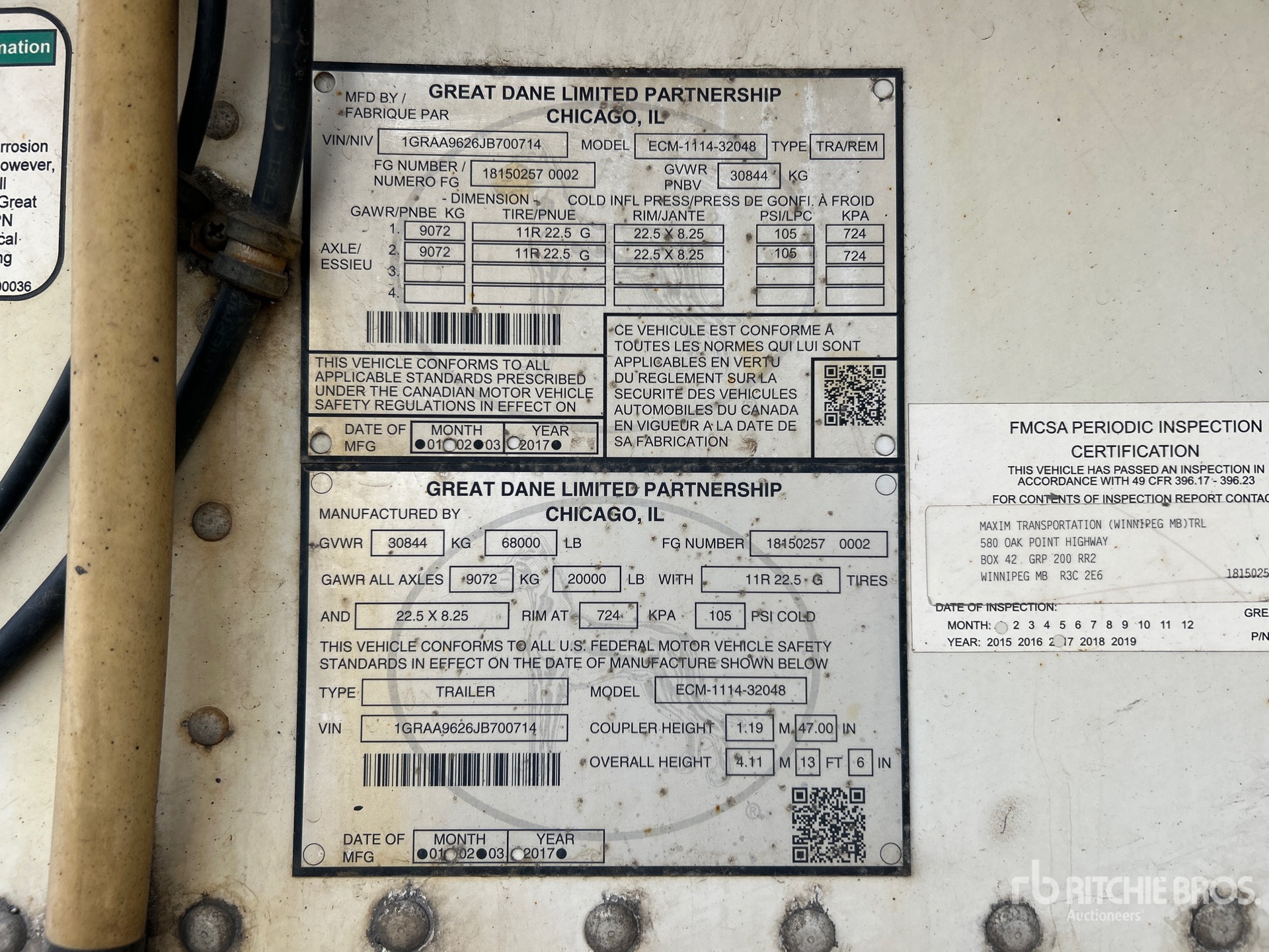 General Appearance with Serial Number / VIN