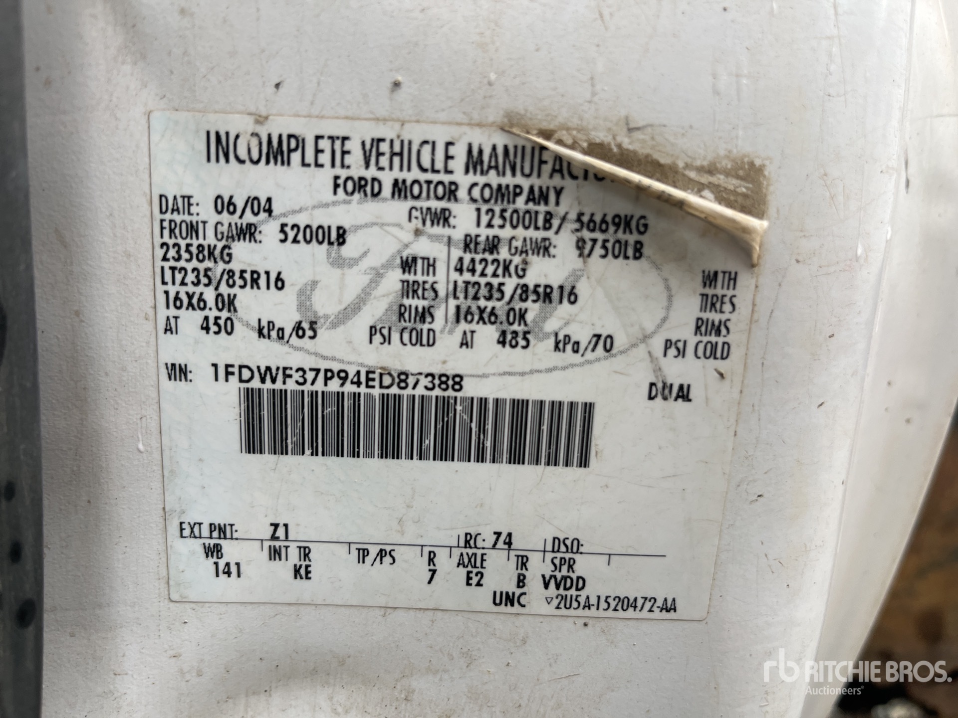 General Appearance with Serial Number / VIN