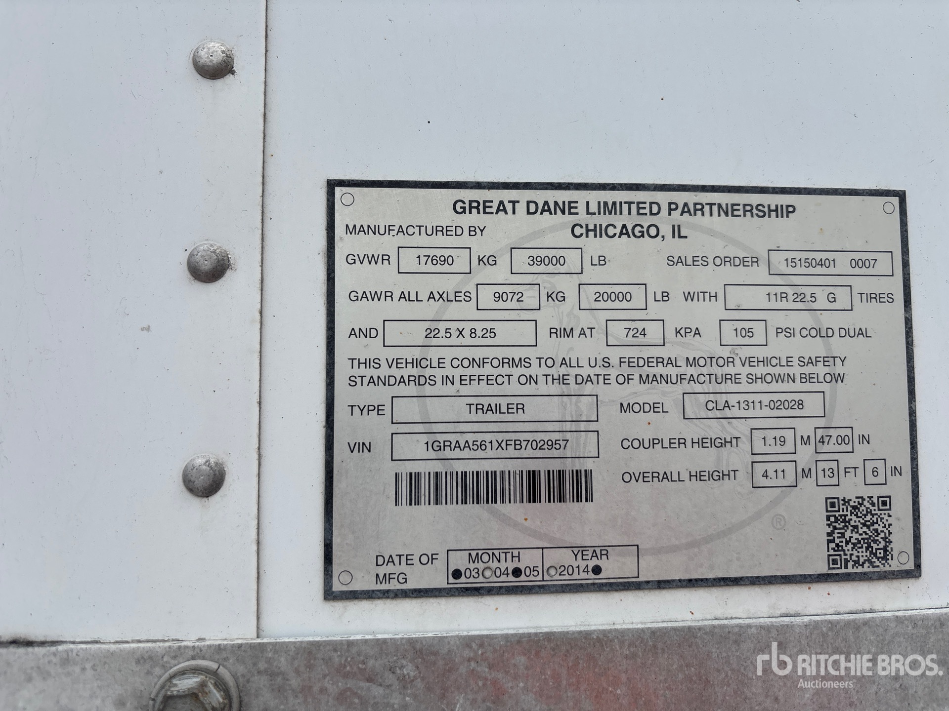 General Appearance with Serial Number / VIN