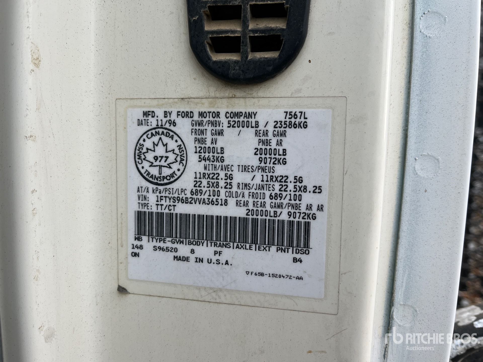 General Appearance with Serial Number / VIN