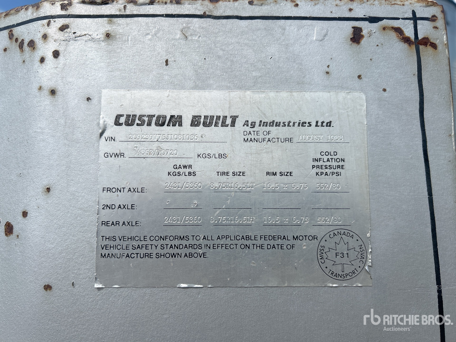 General Appearance with Serial Number / VIN