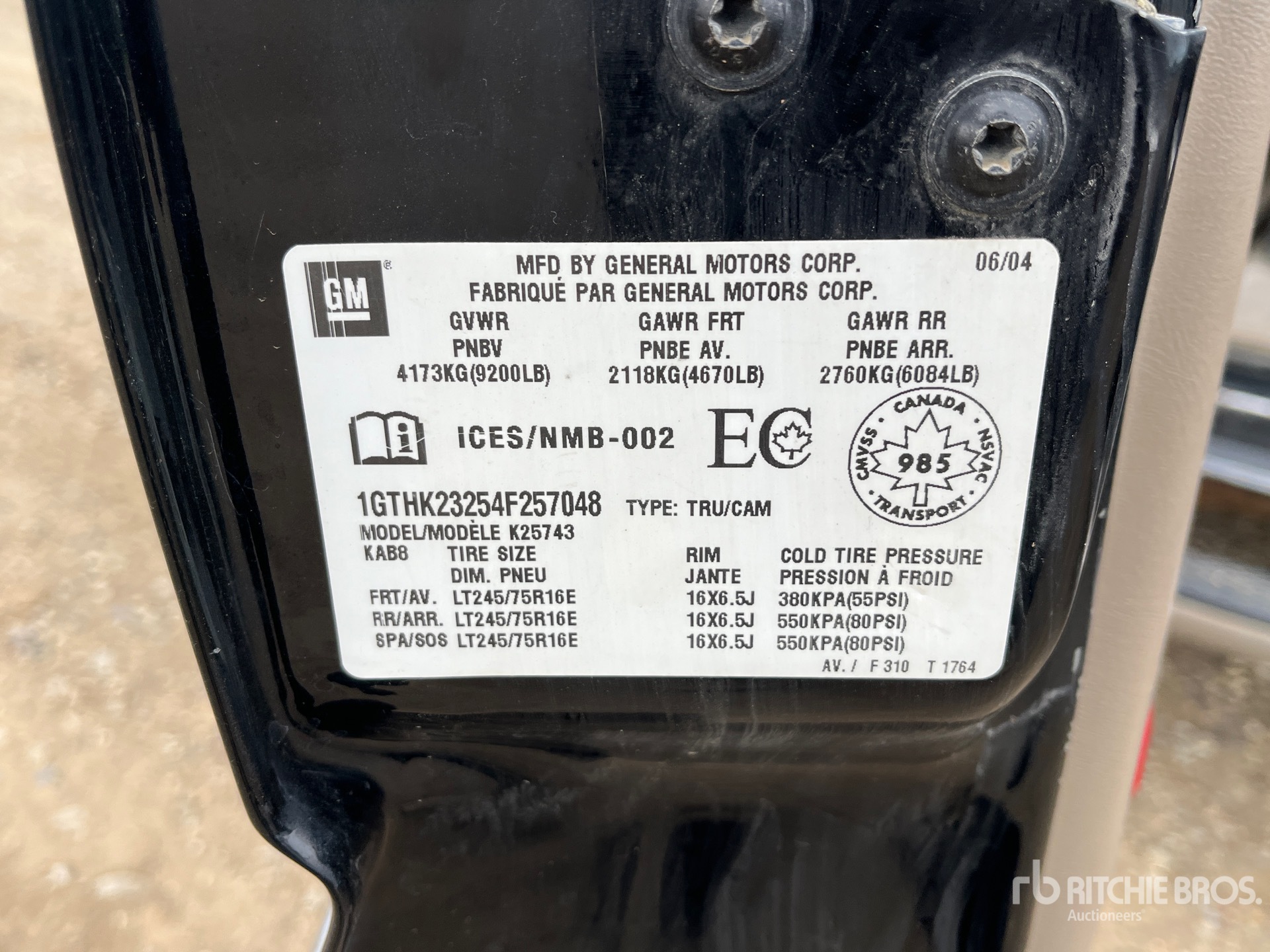 General Appearance with Serial Number / VIN