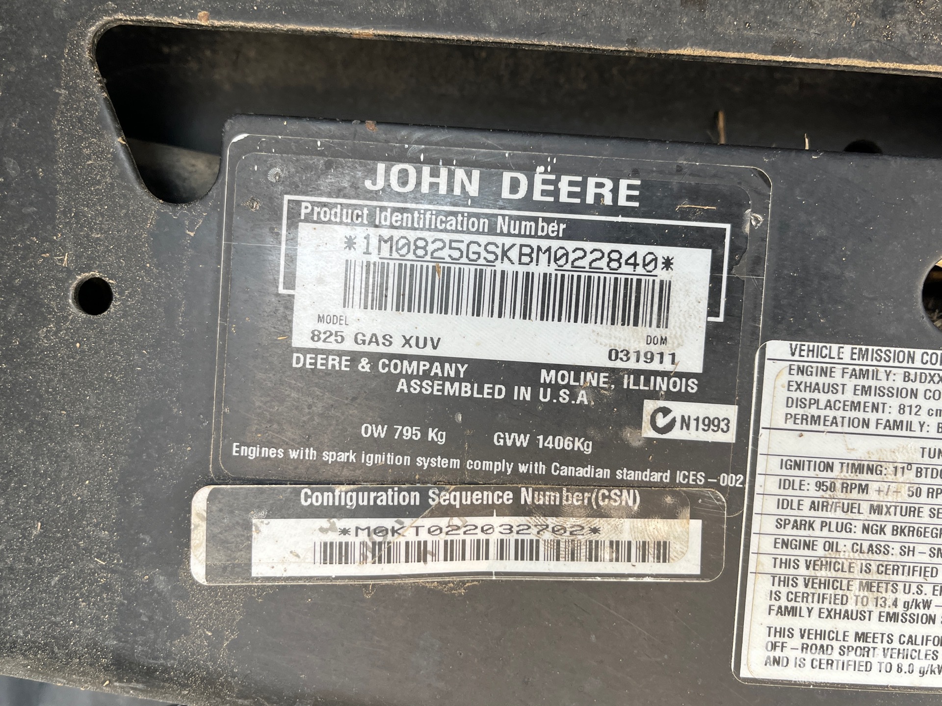 General Appearance with Serial Number / VIN